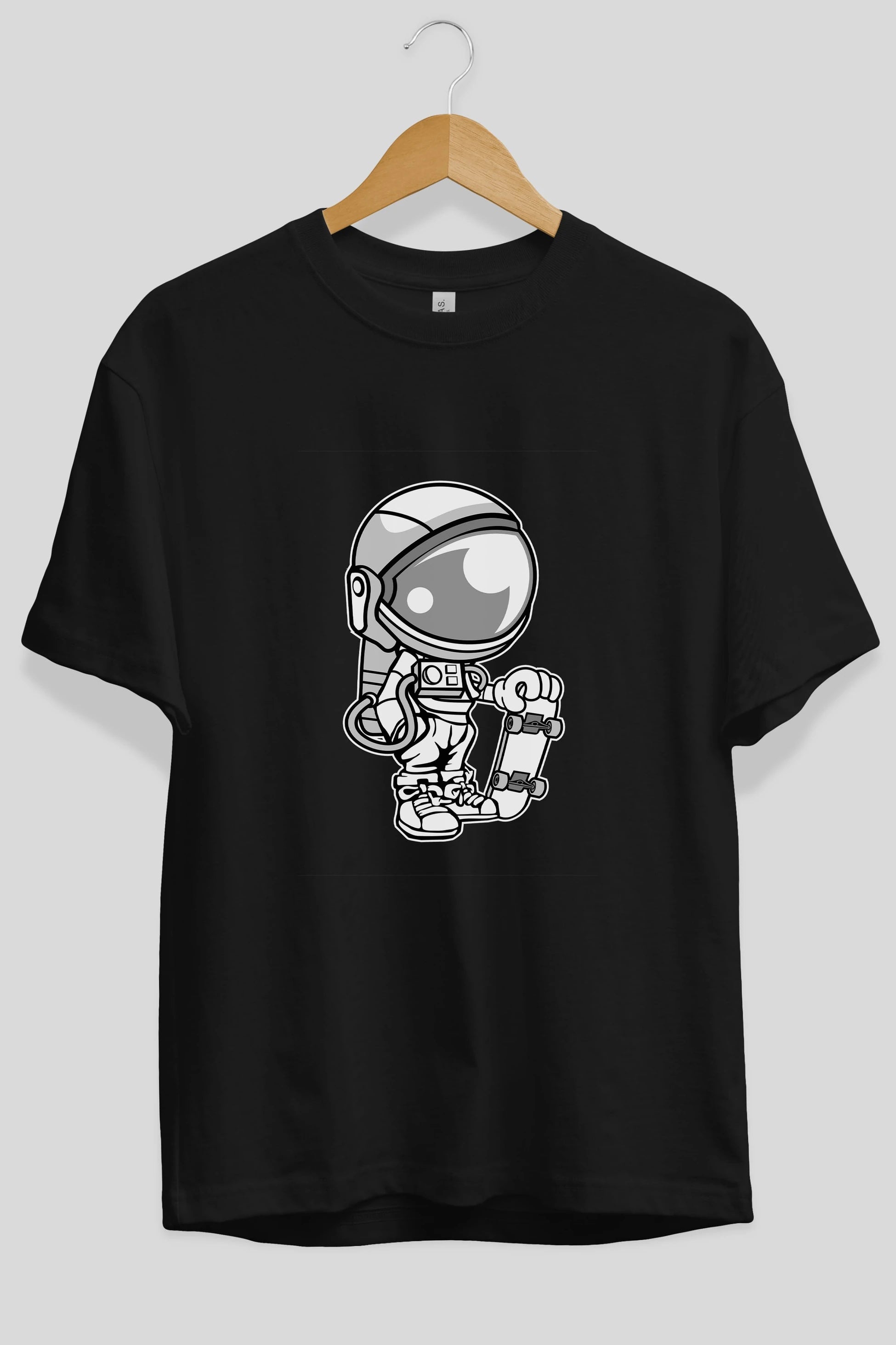 Astronaut Skaterboy Ön Baskılı Oversize t-shirt Erkek Kadın Unisex %100 Pamuk tişort