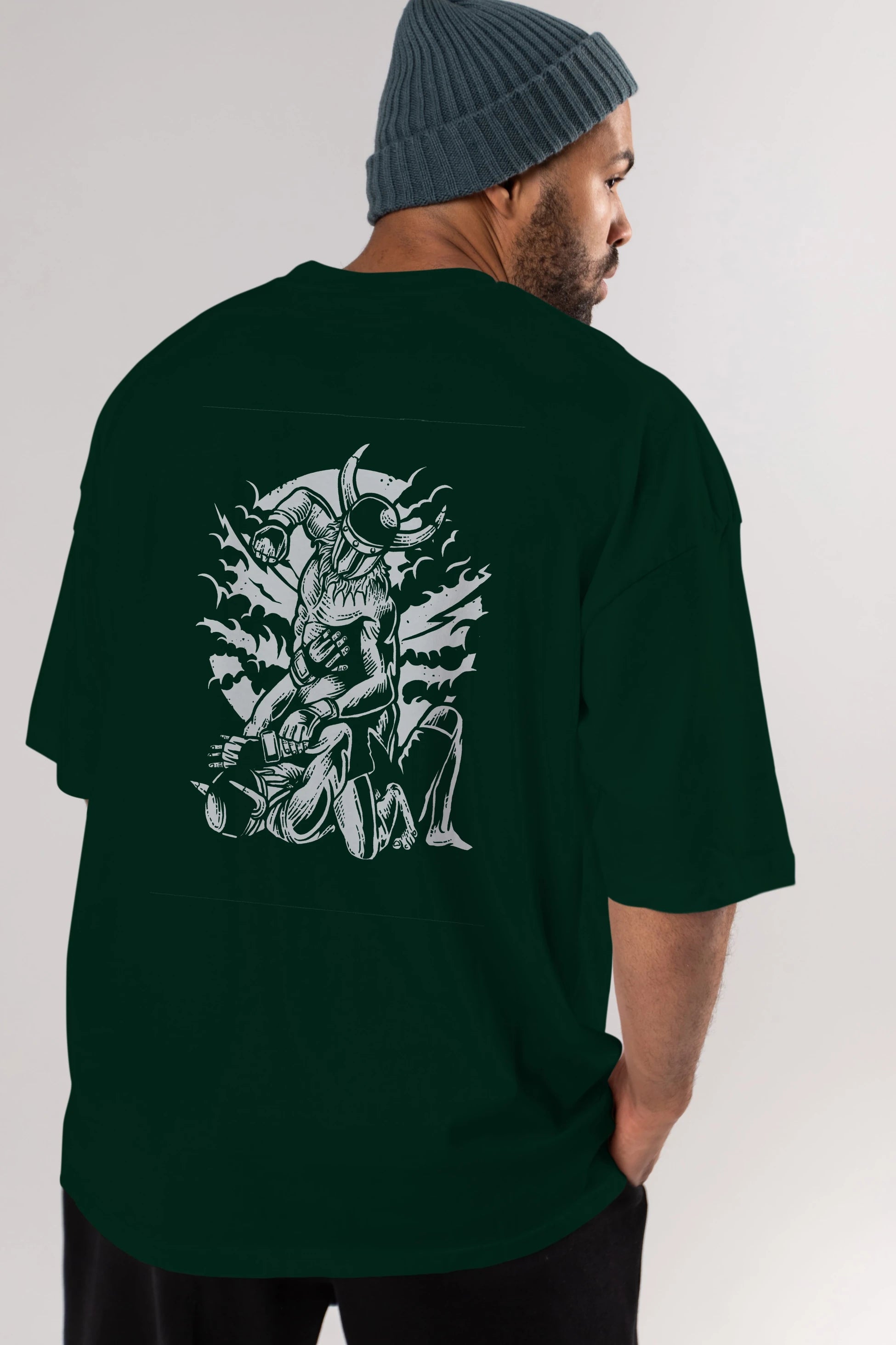 Viking MMA Fighter Arka Baskılı Oversize t-shirt Erkek Kadın Unisex %100 Pamuk