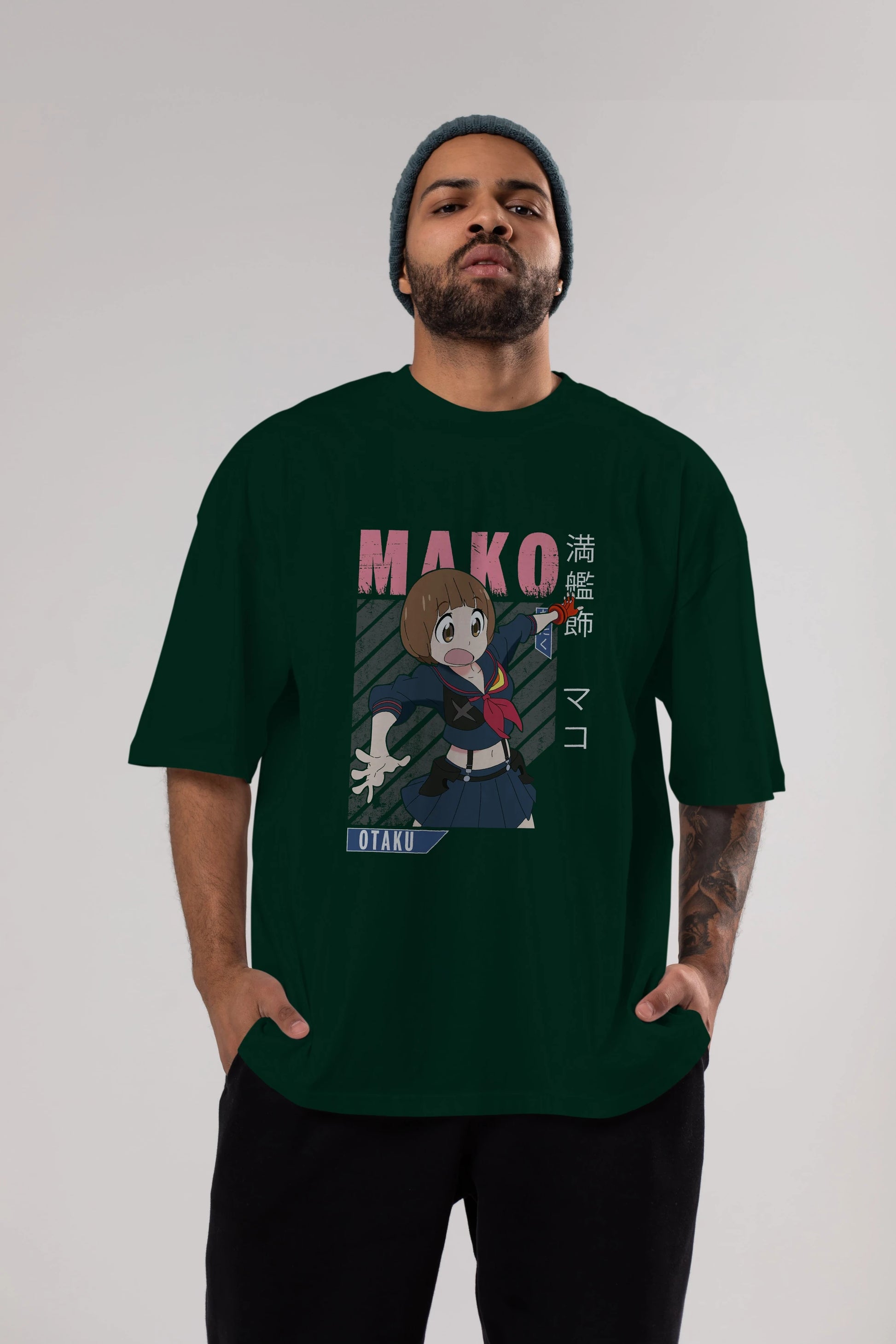Mako Mankanshoku 2 Anime Ön Baskılı Oversize t-shirt %100 pamuk Erkek Kadın Unisex