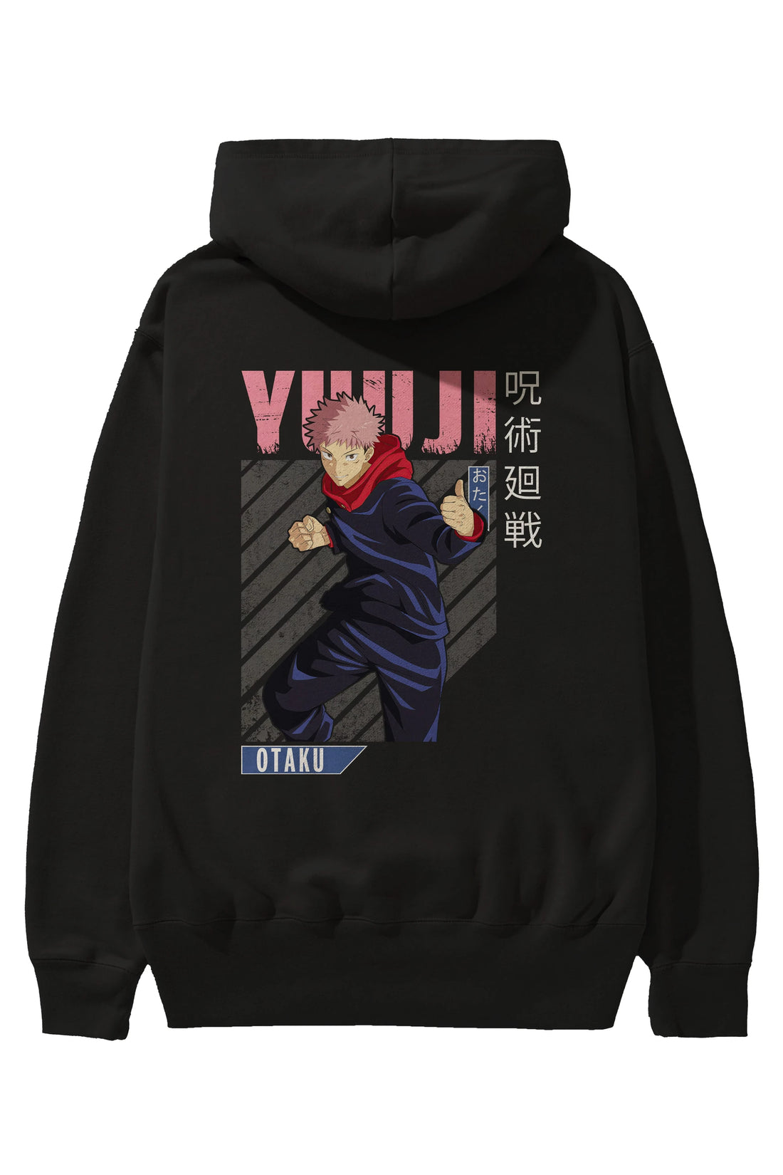 Yuuji Itadori Anime Arka Baskılı Hoodie Oversize Kapüşonlu Sweatshirt Erkek Kadın Unisex