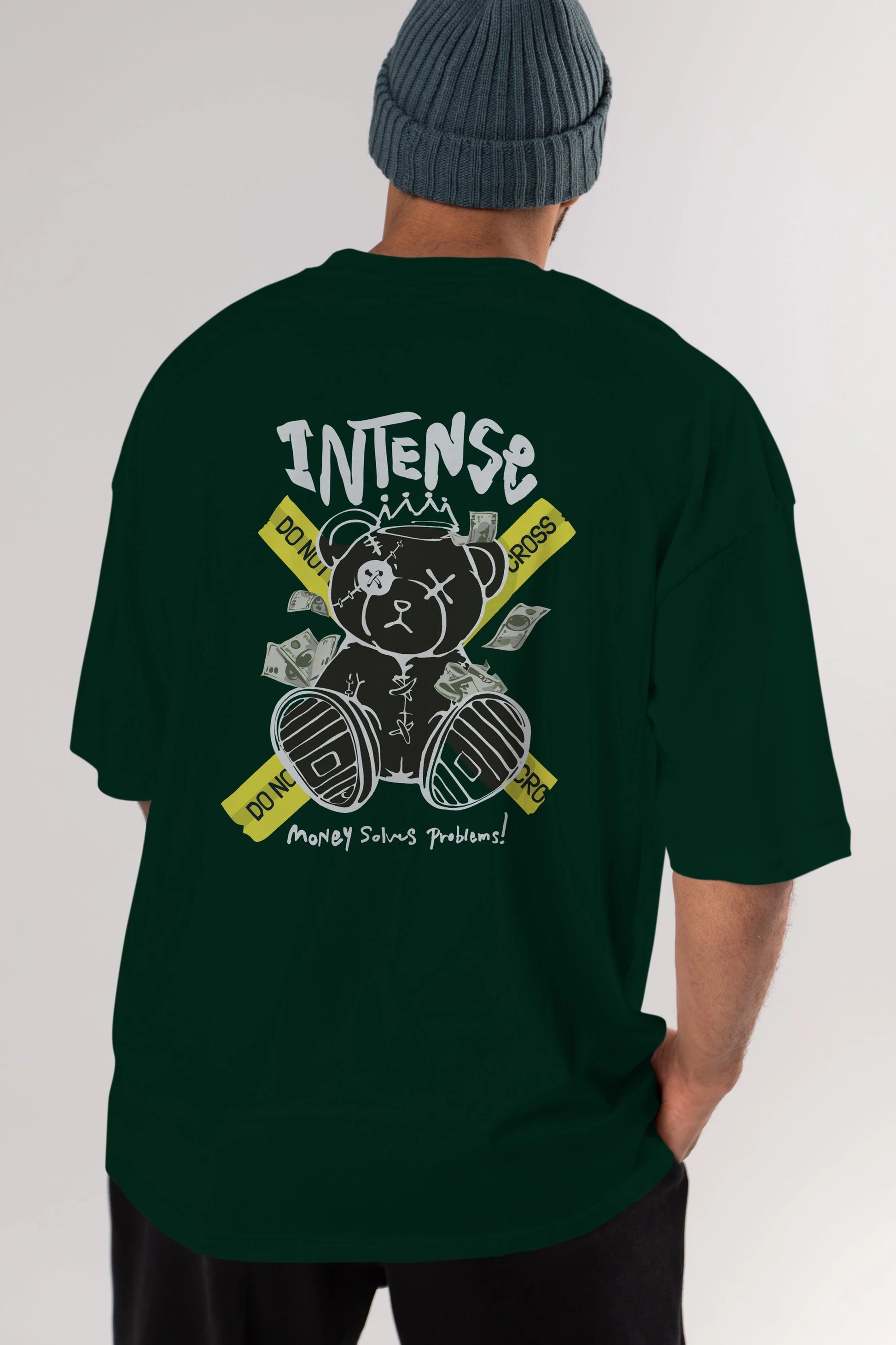 Teddy Bear intense Arka Baskılı Oversize t-shirt Erkek Kadın Unisex