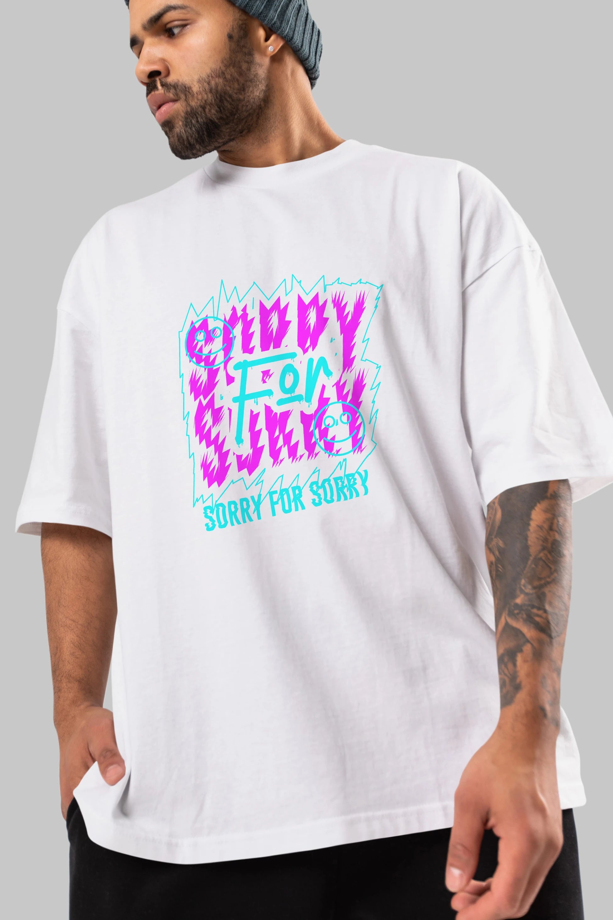 Sorry for Sorry Ön Baskılı Oversize t-shirt Erkek Kadın Unisex