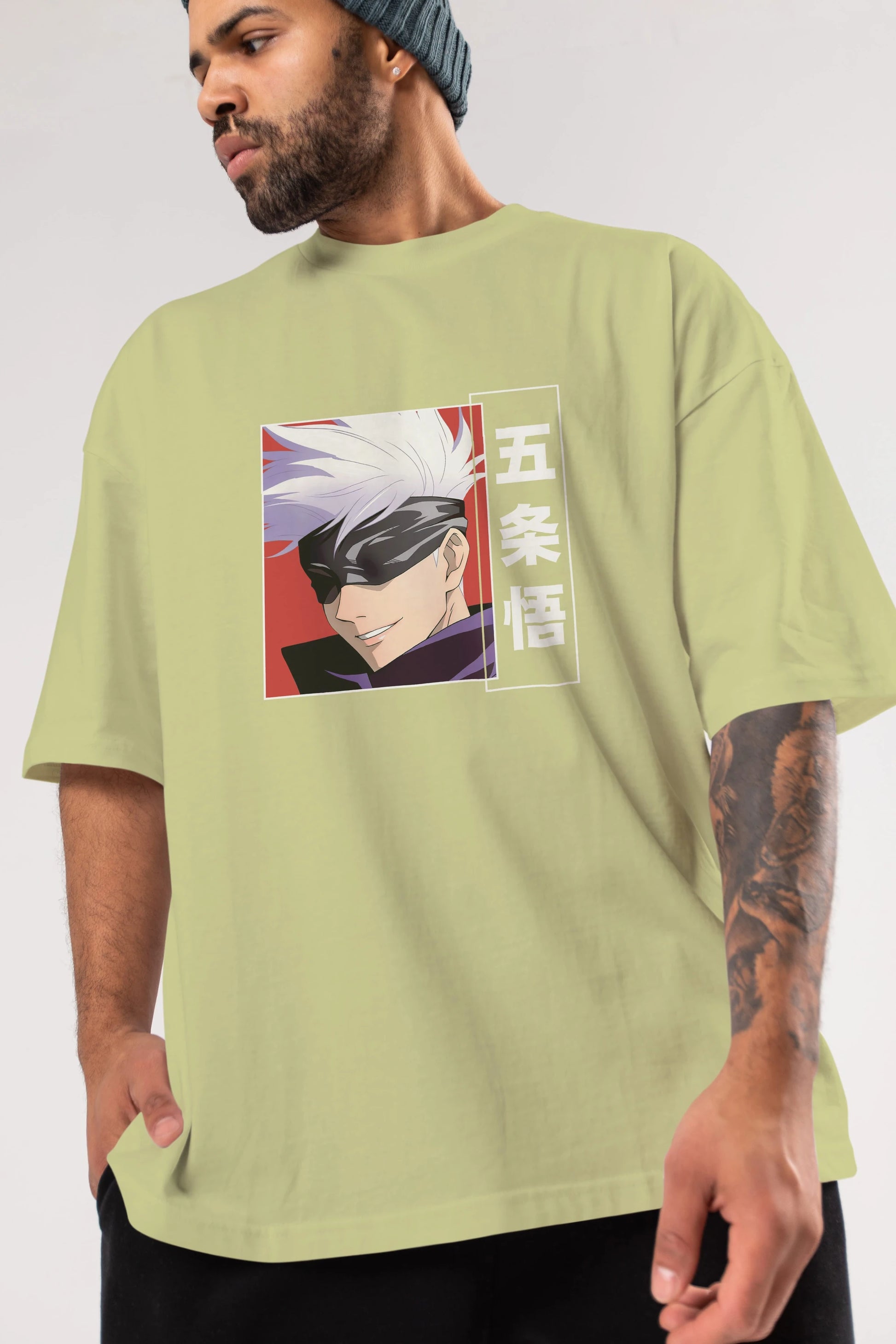 SATORU GOJO Anime Ön Baskılı Oversize t-shirt %100 pamuk Erkek Kadın Unisex