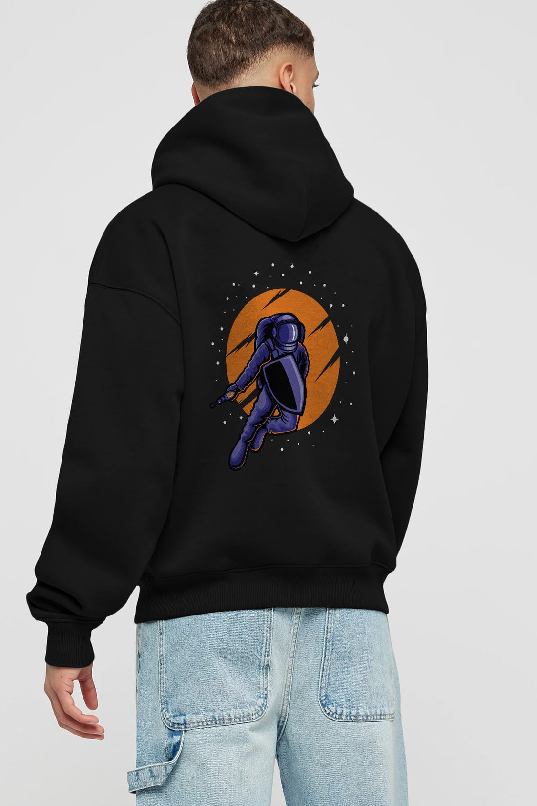 Astro Wars Arka Baskılı Hoodie Oversize Kapüşonlu Sweatshirt Erkek Kadın Unisex