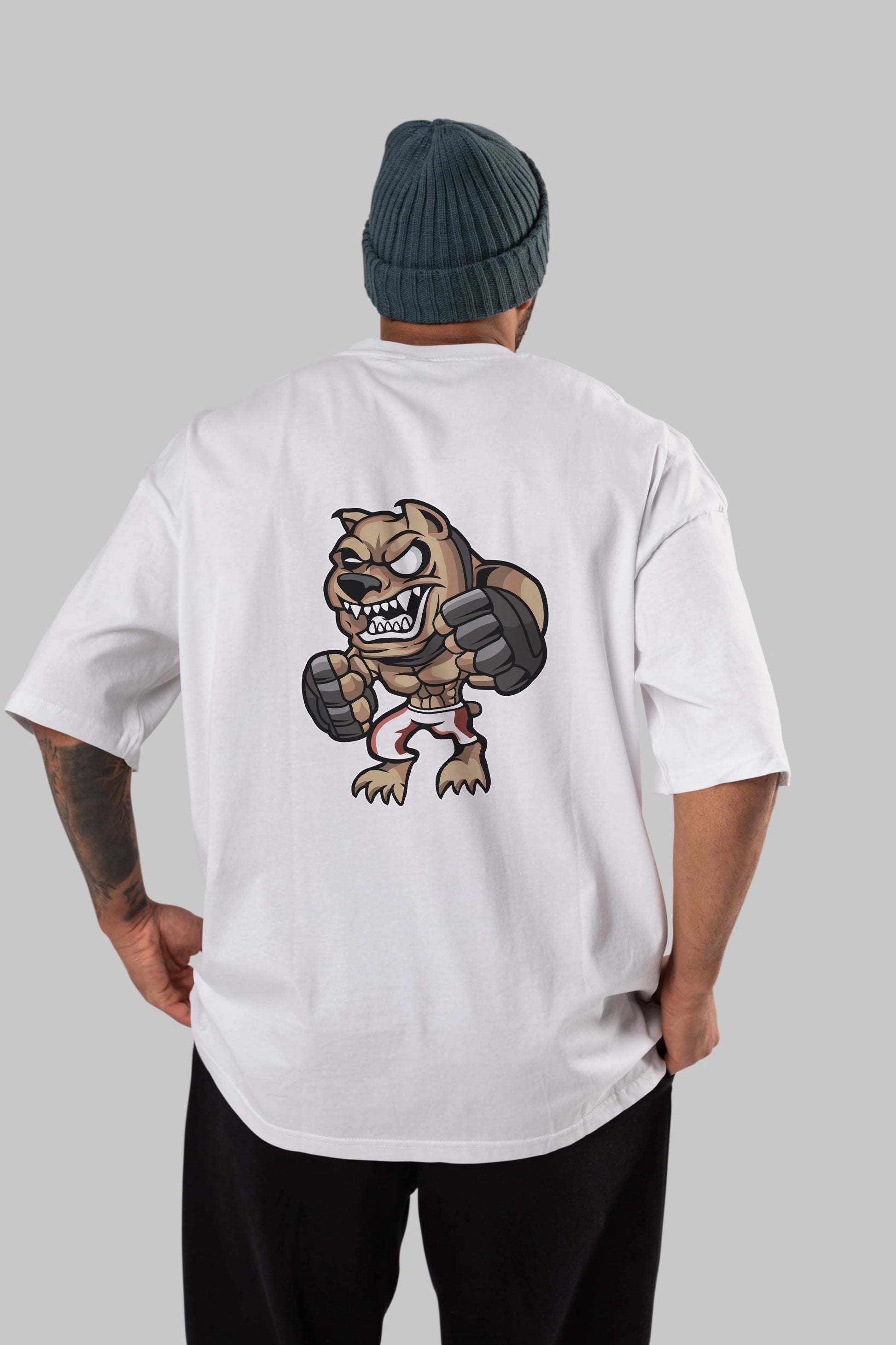 MMA Dog Arka Baskılı Oversize t-shirt Erkek Kadın Unisex %100 Pamuk tişort