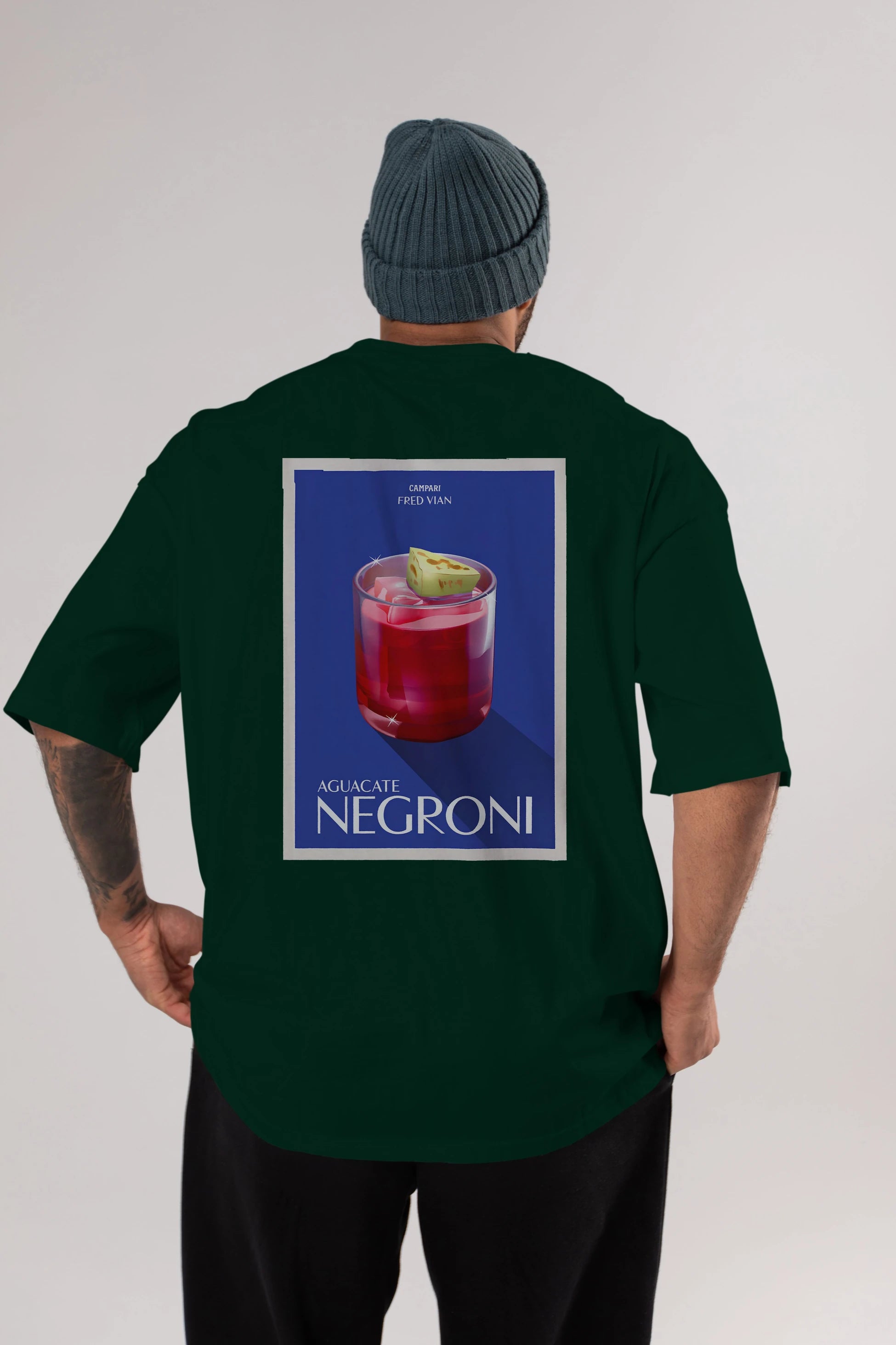 Aguacate Negroni Arka Baskılı Oversize t-shirt Erkek Kadın Unisex %100 Pamuk Bisiklet Yaka tişort