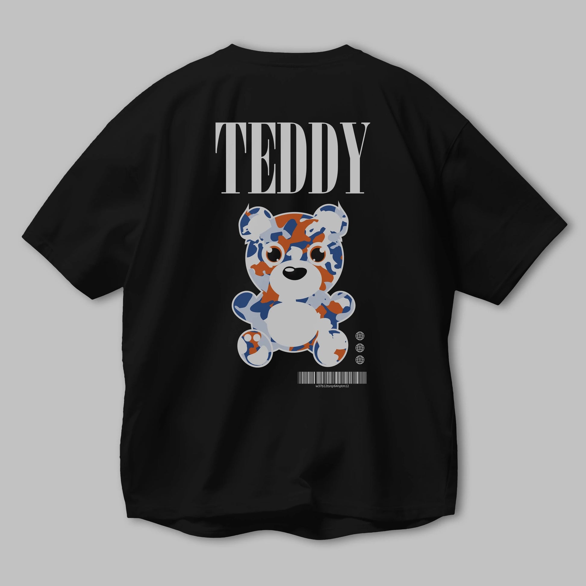 Teddy Bear Streetwear Arka Baskılı Oversize t-shirt Erkek Kadın Unisex