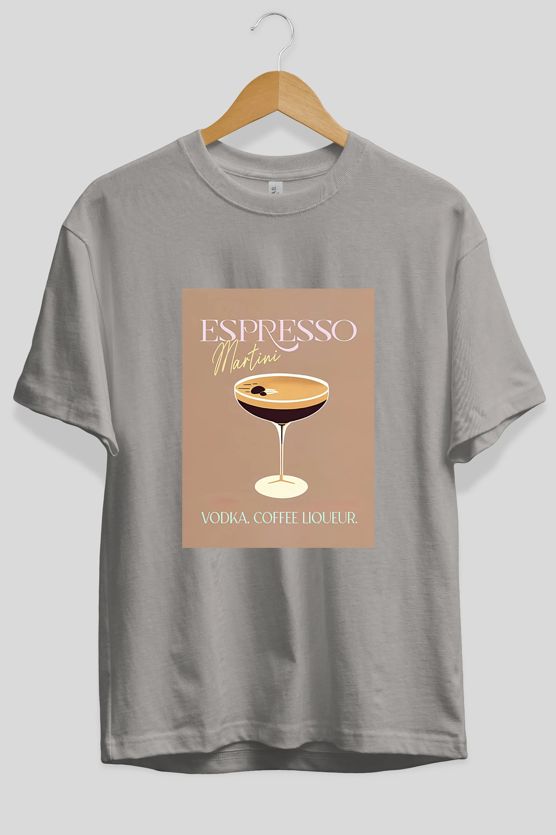 Espresso Martini Cocktail Ön Baskılı Oversize t-shirt Erkek Kadın Unisex %100 Pamuk Bisiklet Yaka tişort