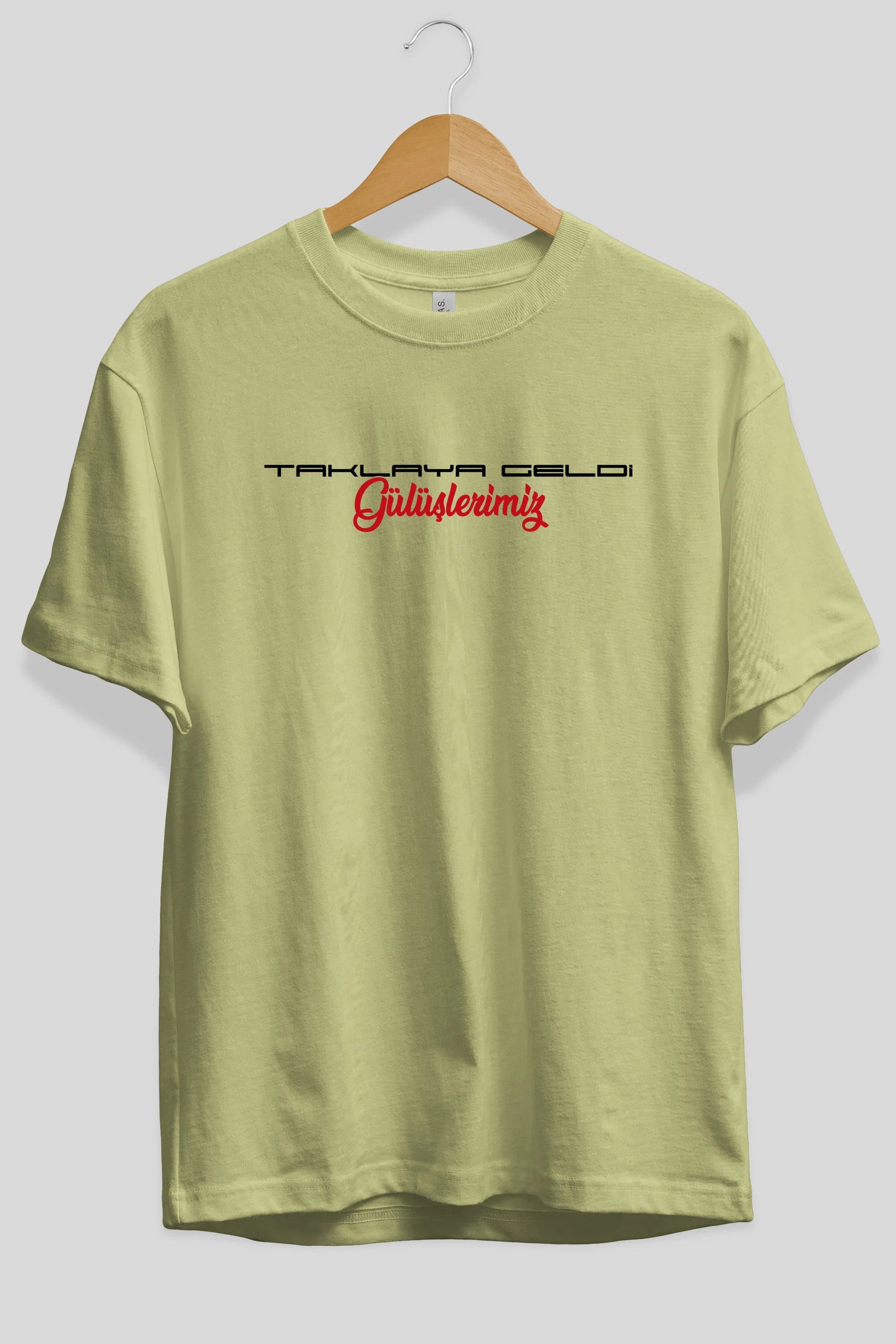 Taklaya Geldi Gülüşlerimiz Ön Baskılı Oversize t-shirt %100 pamuk Erkek Kadın Unisex