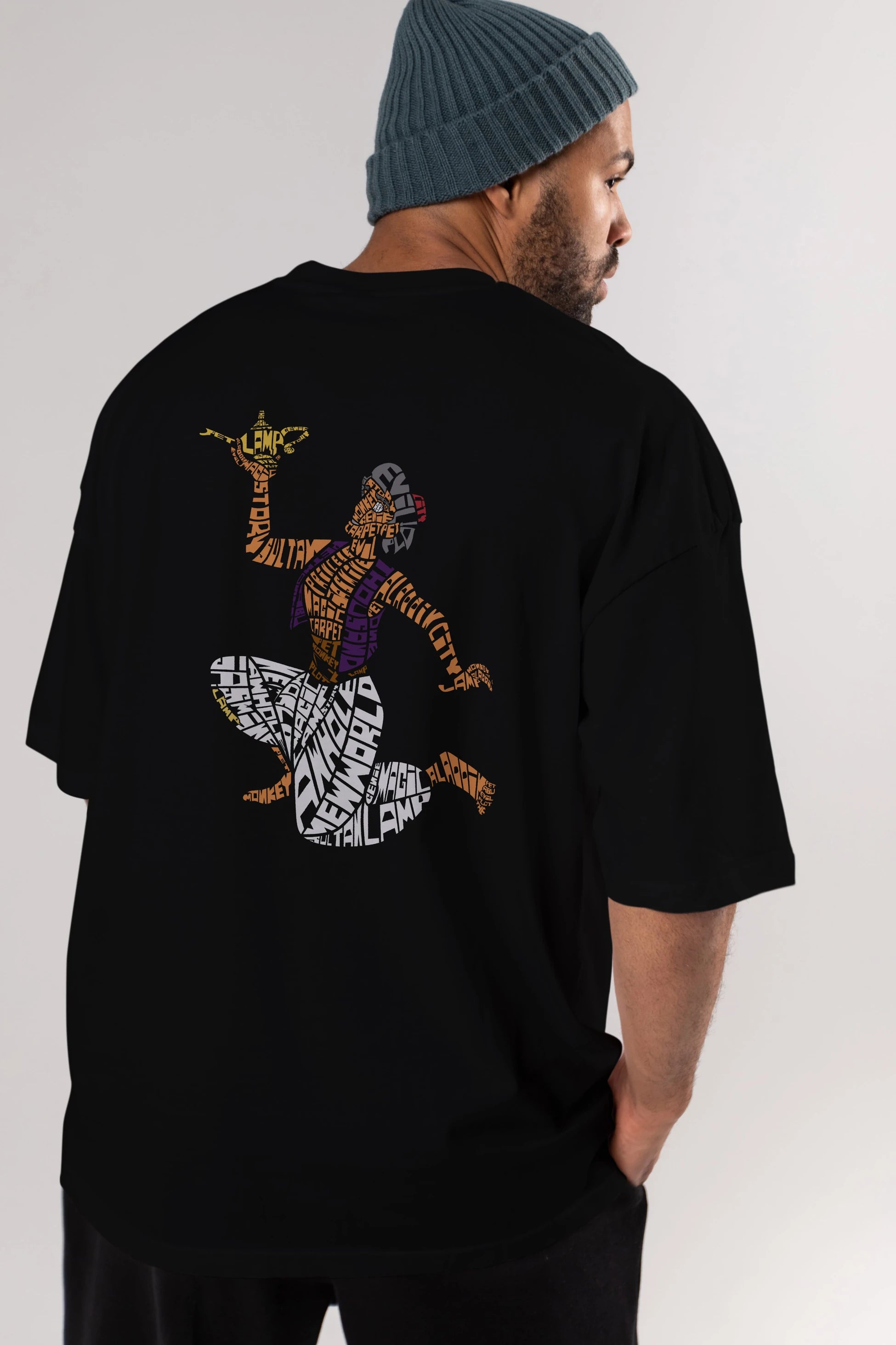 Aladdin Arka Baskılı Oversize t-shirt %100 pamuk Erkek Kadın Unisex