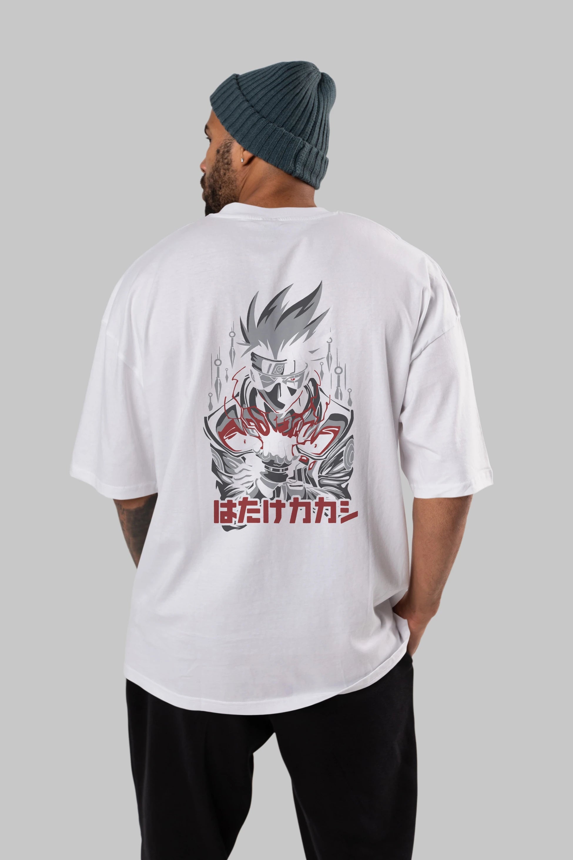 KAKASHI HATAKE NARUTO 1 Anime Arka Baskılı Oversize t-shirt Erkek Kadın Unisex