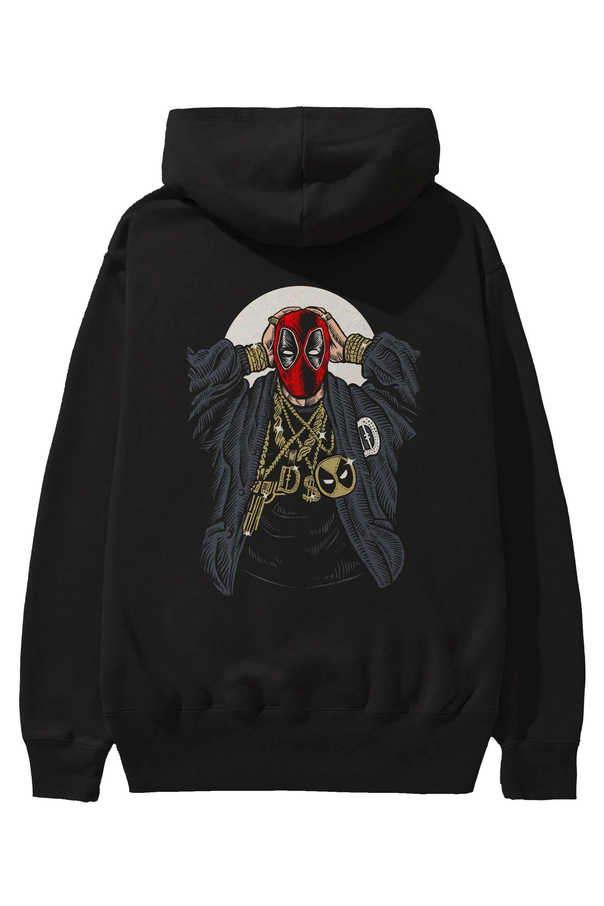 Deadpool Gangsta Arka Baskılı Hoodie Oversize Kapüşonlu Sweatshirt Erkek Kadın Unisex