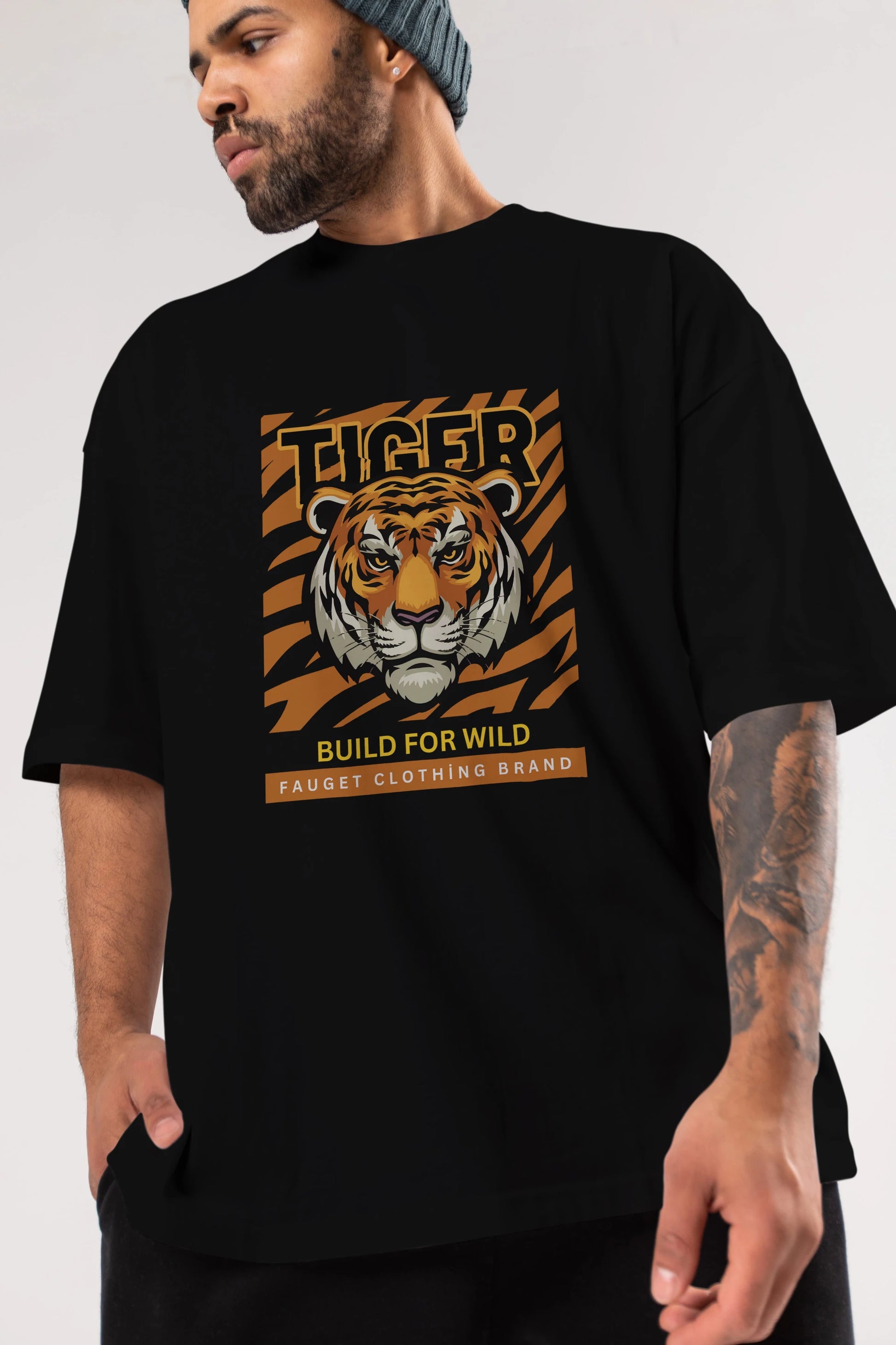 Tiger Ön Baskılı Oversize t-shirt Erkek Kadın Unisex