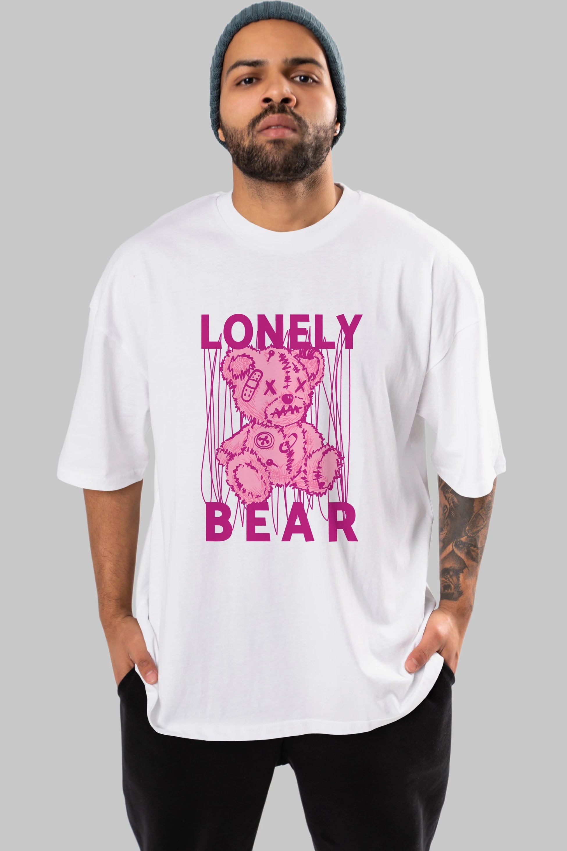 Lonely Bear Ön Baskılı Oversize t-shirt Erkek Kadın Unisex
