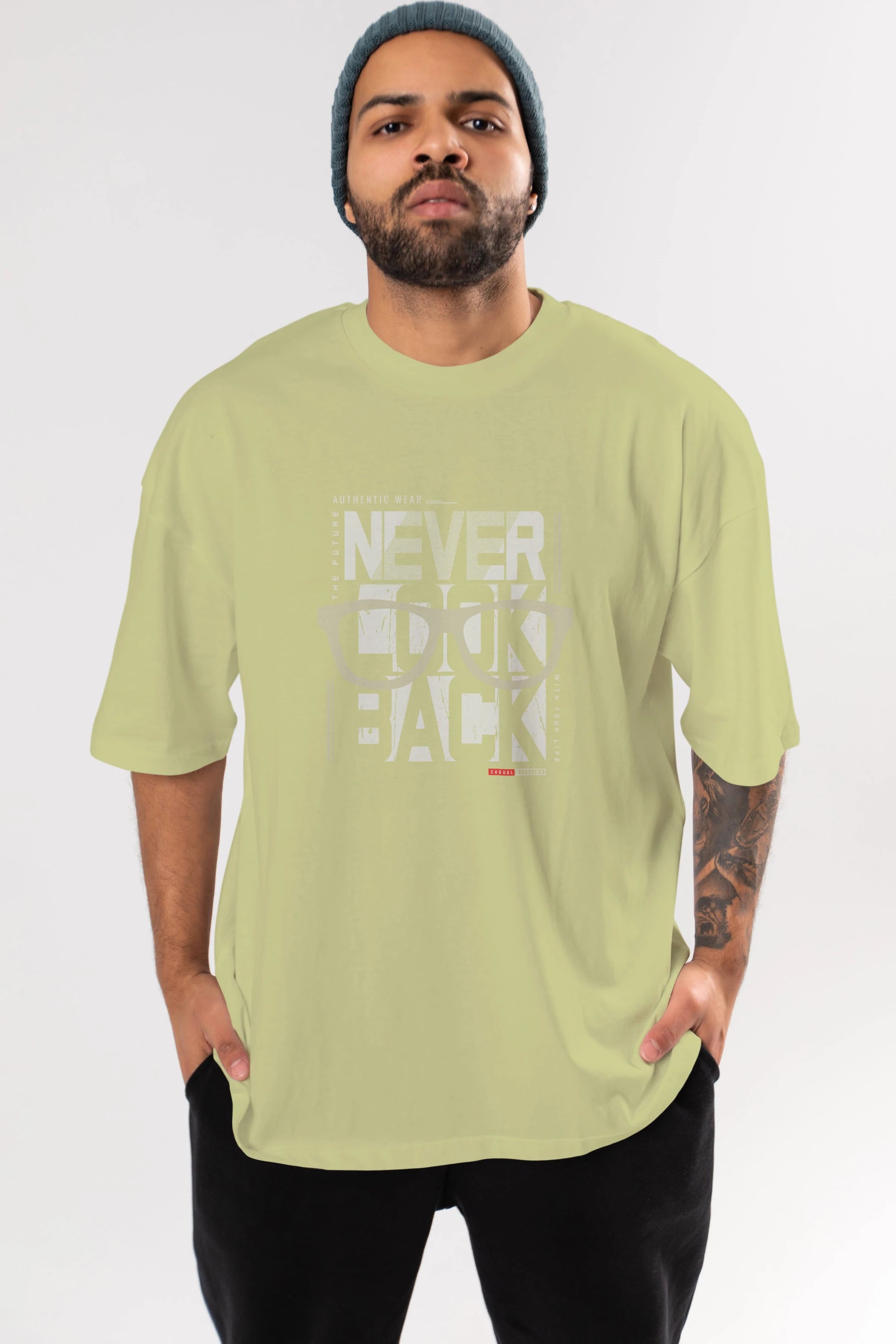 Never Look Back Ön Baskılı Oversize t-shirt Erkek Kadın Unisex