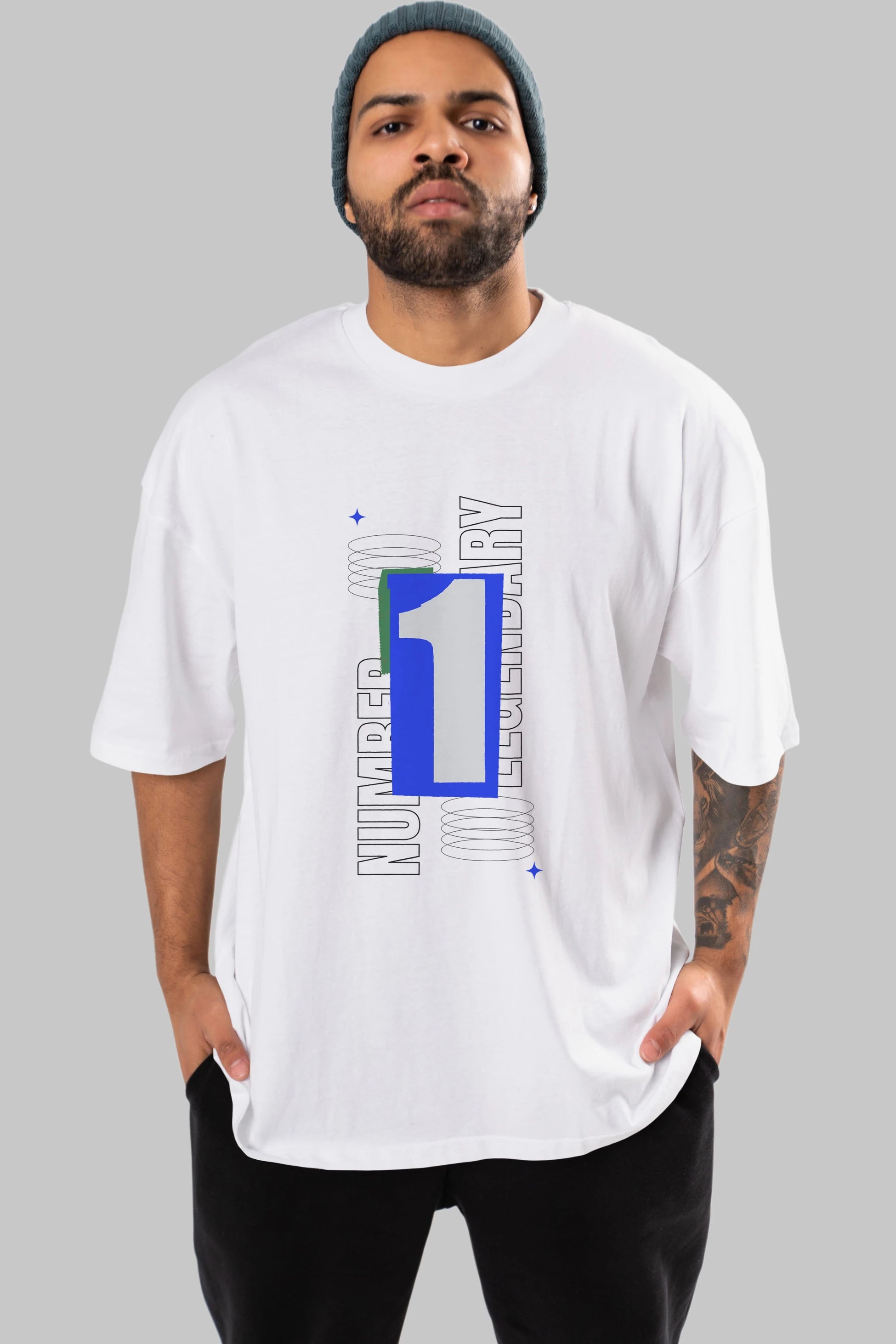 Number 1 Yazılı Ön Baskılı Oversize t-shirt Erkek Kadın Unisex