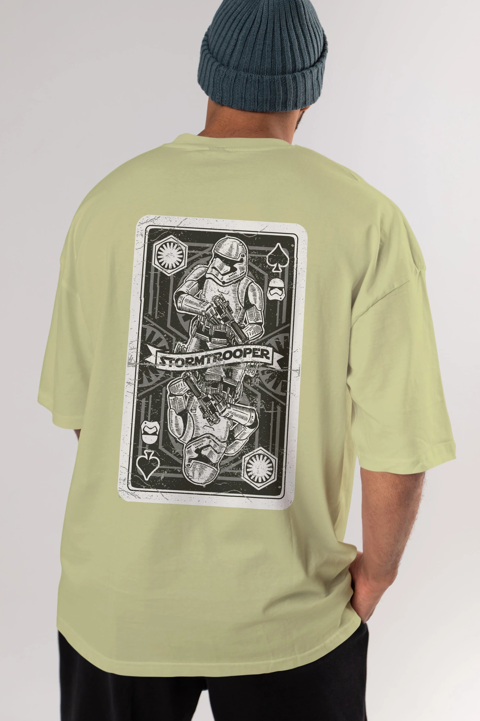 Stormtrooper Playing Card Arka Baskılı Oversize t-shirt Erkek Kadın Unisex %100 Pamuk