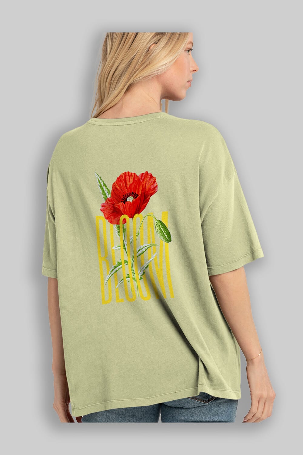 Bloom Flower Arka Baskılı Oversize t-shirt Erkek Kadın Unisex
