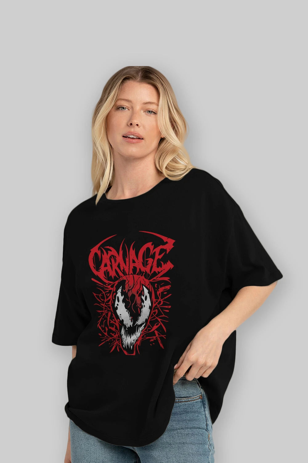 Venom (22) Ön Baskılı Oversize t-shirt Erkek Kadın Unisex %100 Pamuk Bisiklet Yaka tişort
