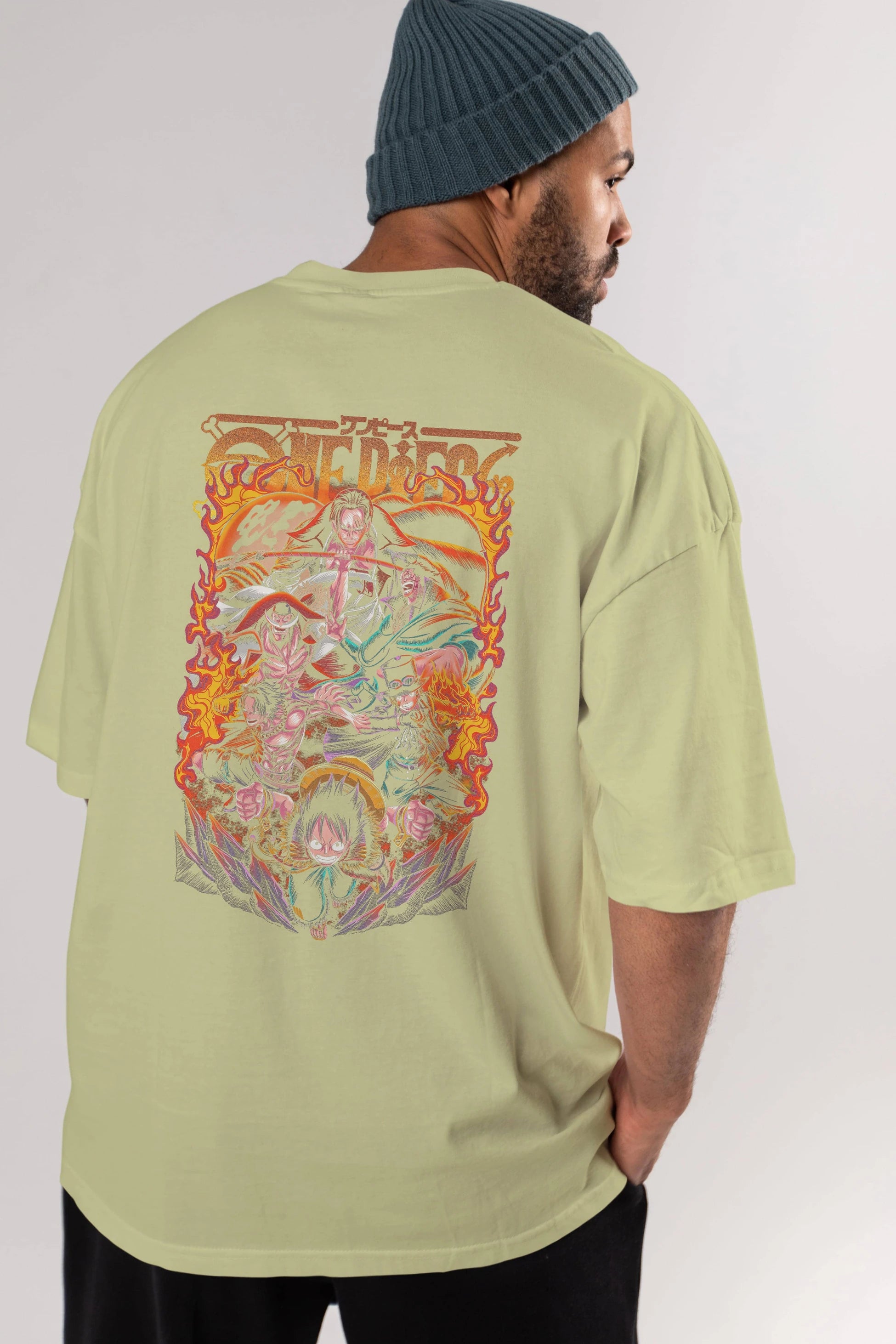 ONE PIECE (3) Anime Arka Baskılı Oversize t-shirt Erkek Kadın Unisex