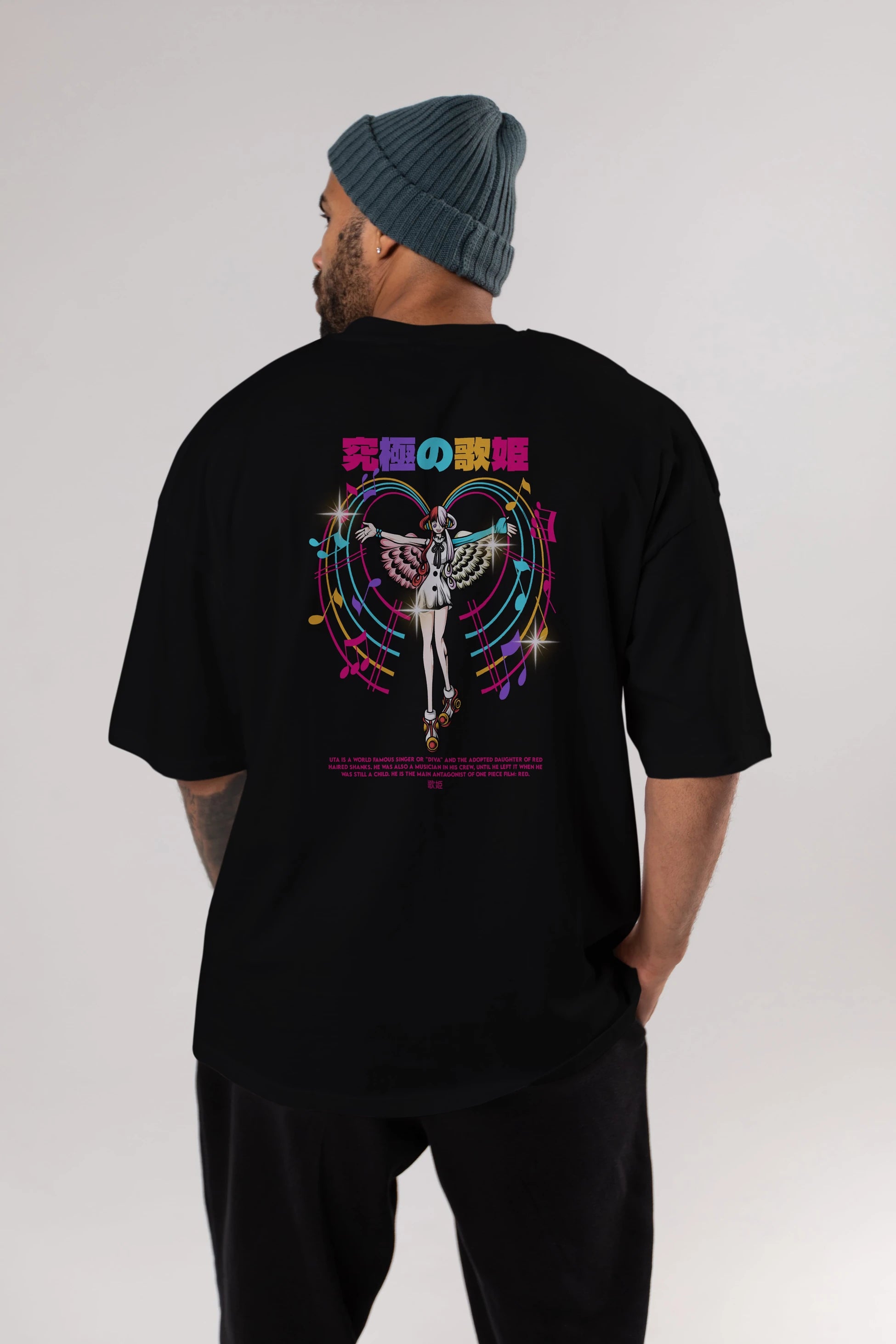 Uta Anime Arka Baskılı Oversize t-shirt Erkek Kadın Unisex