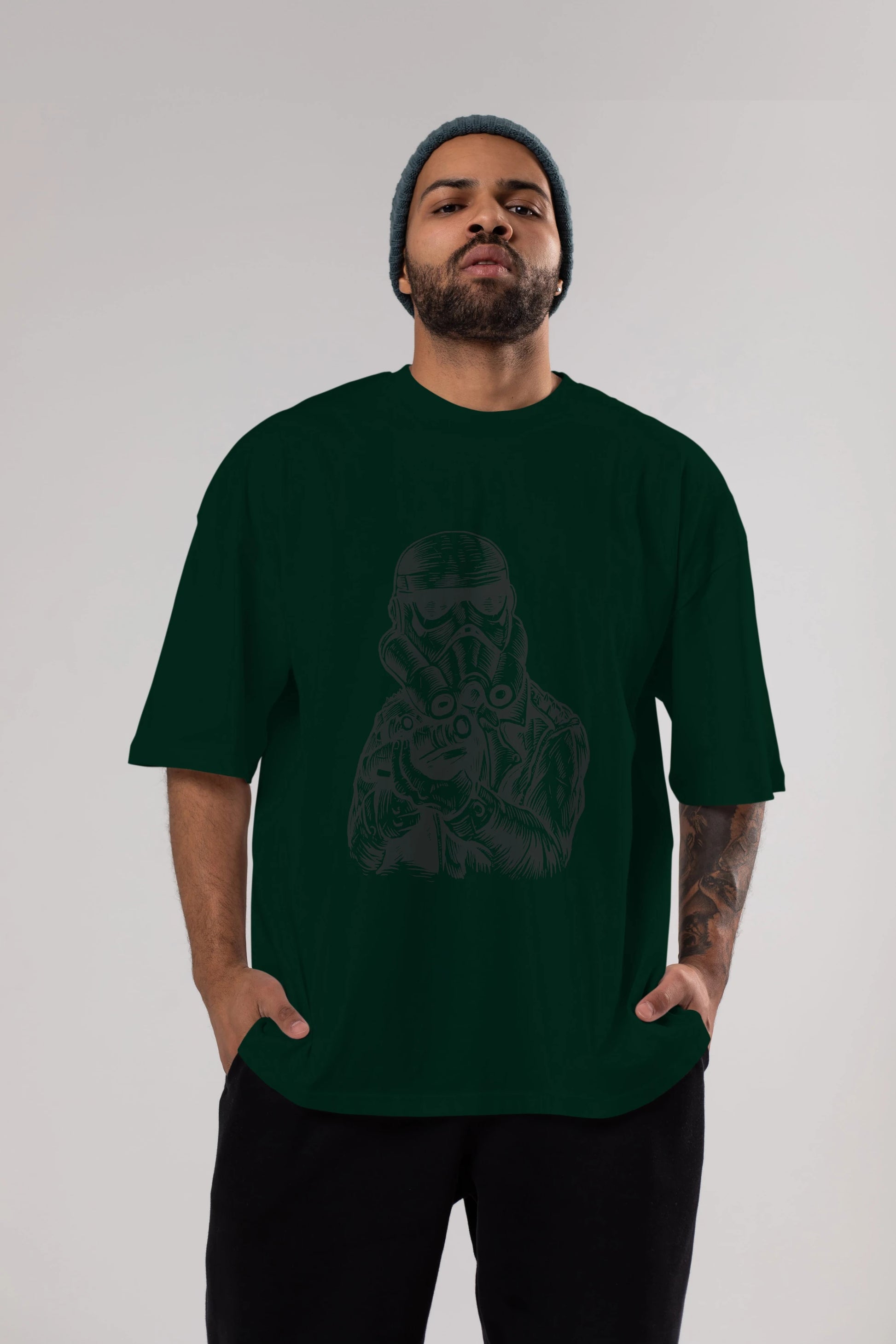 Punktrooper Ön Baskılı Oversize t-shirt Erkek Kadın Unisex %100 Pamuk tişort