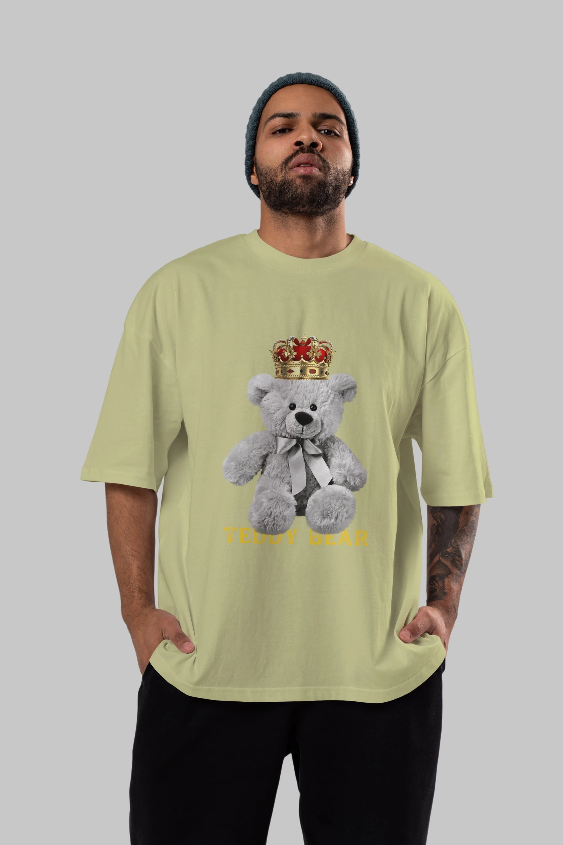 Teddy Bear Ön Baskılı Oversize t-shirt Erkek Kadın Unisex %100 Pamuk