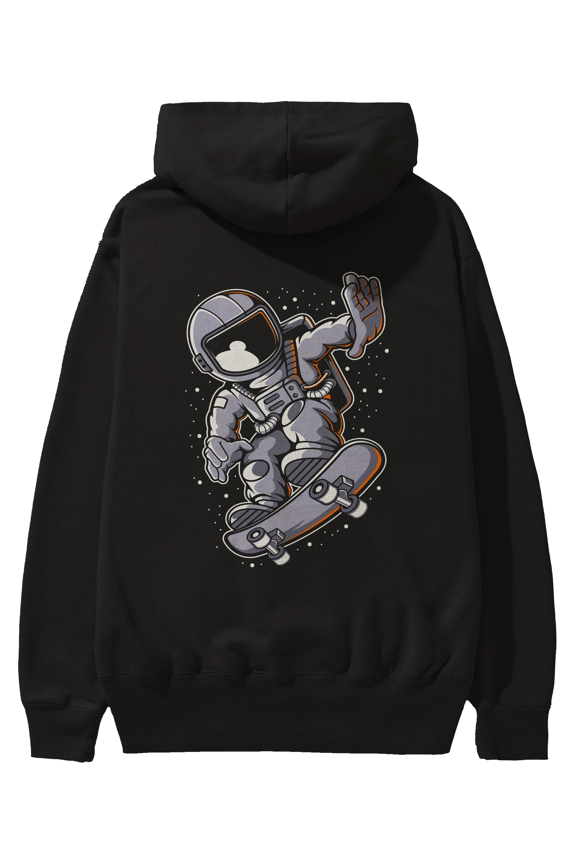 Astronaut Skateboard Arka Baskılı Hoodie Oversize Kapüşonlu Sweatshirt Erkek Kadın Unisex