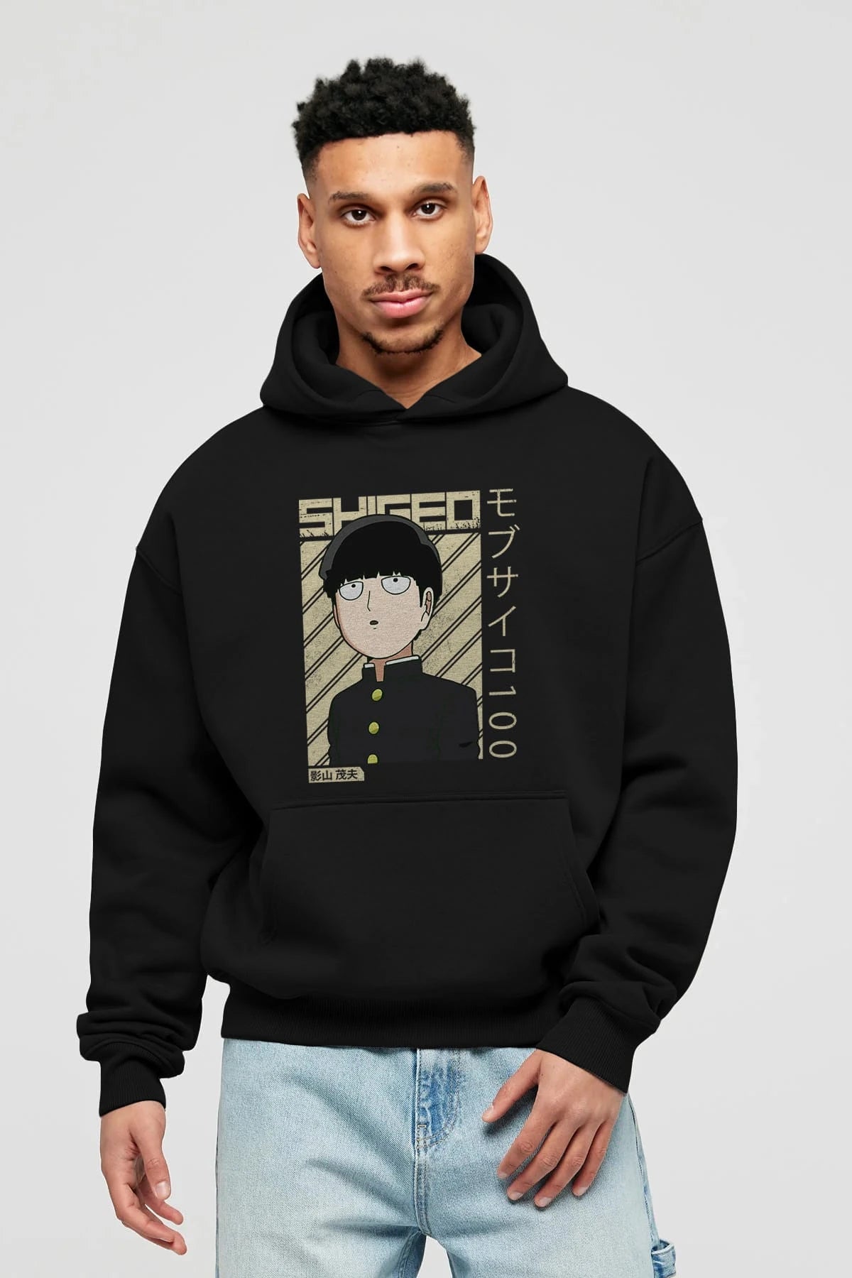 Shigeo Kageyama 2 Anime Ön Baskılı Hoodie Oversize Kapüşonlu Sweatshirt Erkek Kadın Unisex