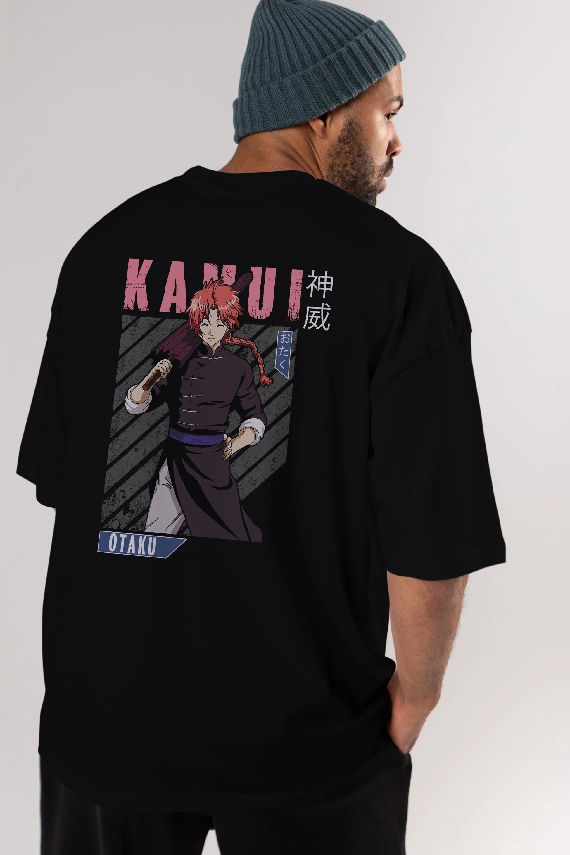 Kamui GINTAMA 1 Anime Arka Baskılı Oversize t-shirt Erkek Kadın Unisex