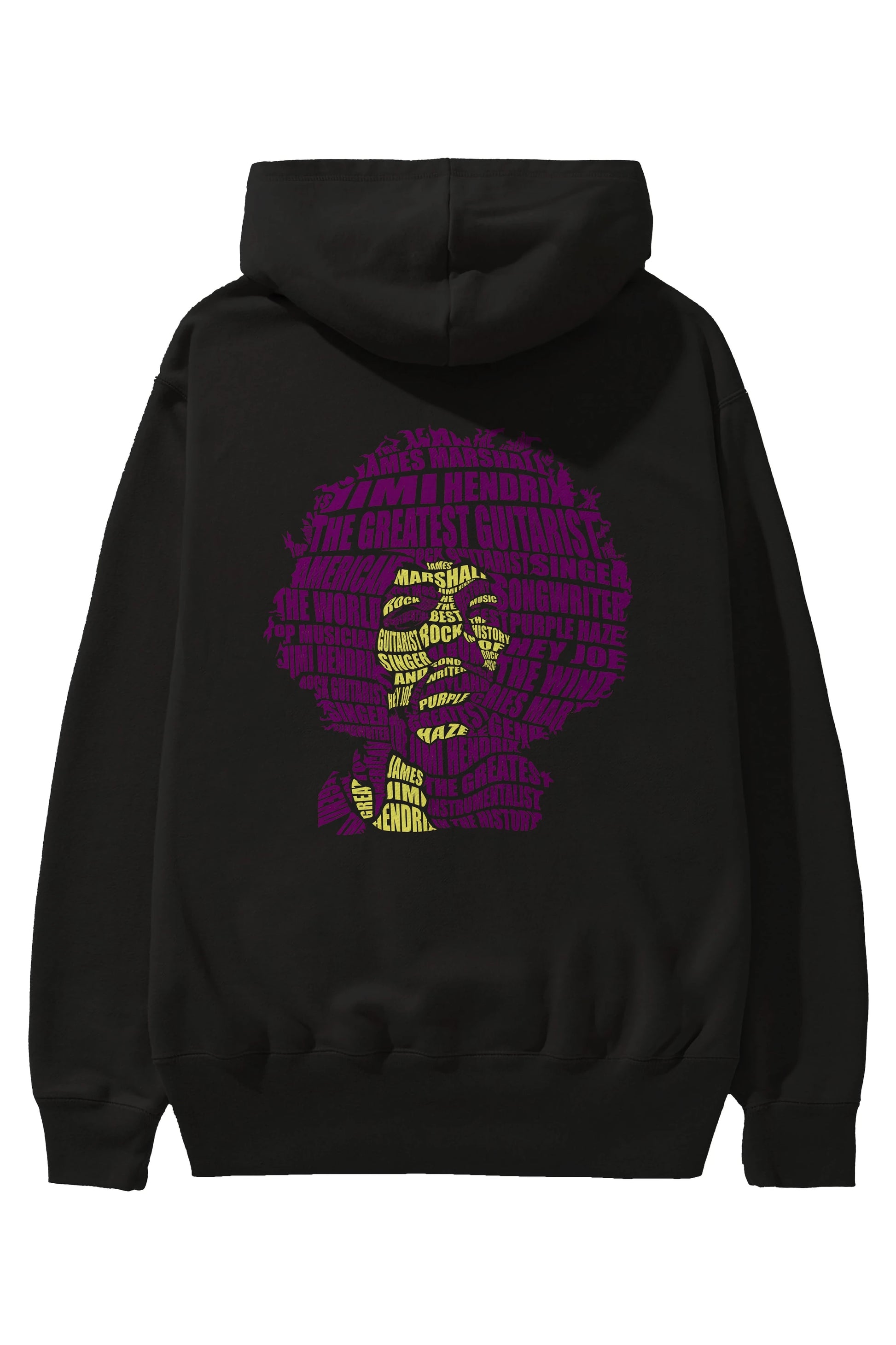 Jimmy Hendrix Calligram Arka Baskılı Hoodie Oversize Kapüşonlu Sweatshirt Erkek Kadın Unisex