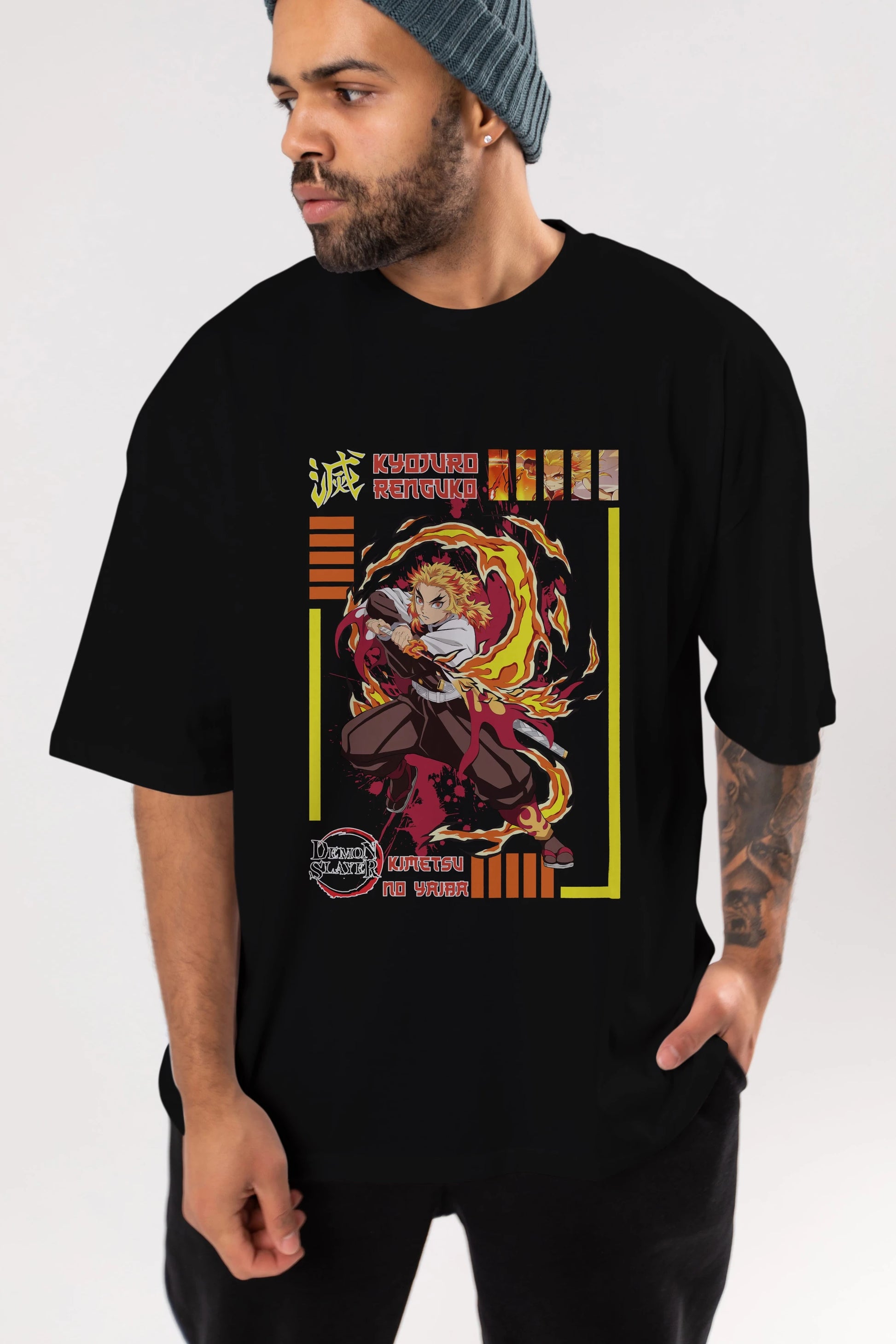 KYOJURO RENGOKU Anime Ön Baskılı Oversize t-shirt %100 pamuk Erkek Kadın Unisex