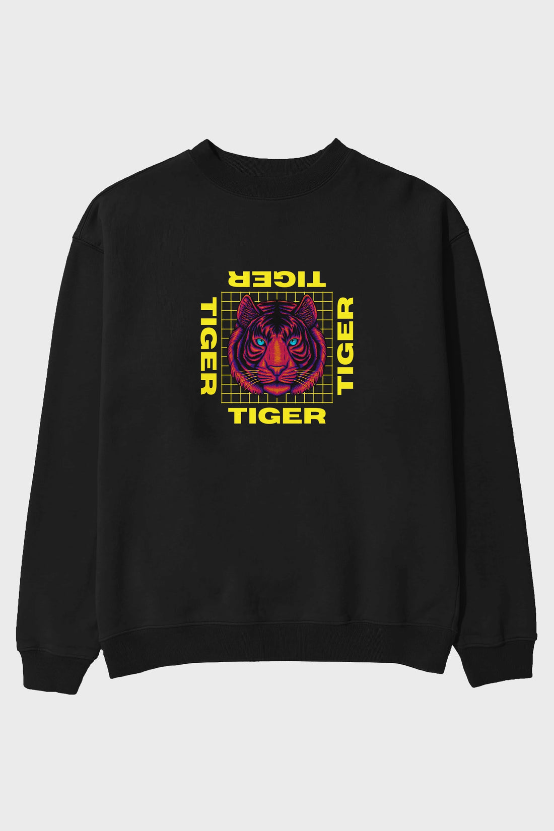 Tiger Yazılı Streetwear Ön Baskılı Oversize Sweatshirt Erkek Kadın Unisex
