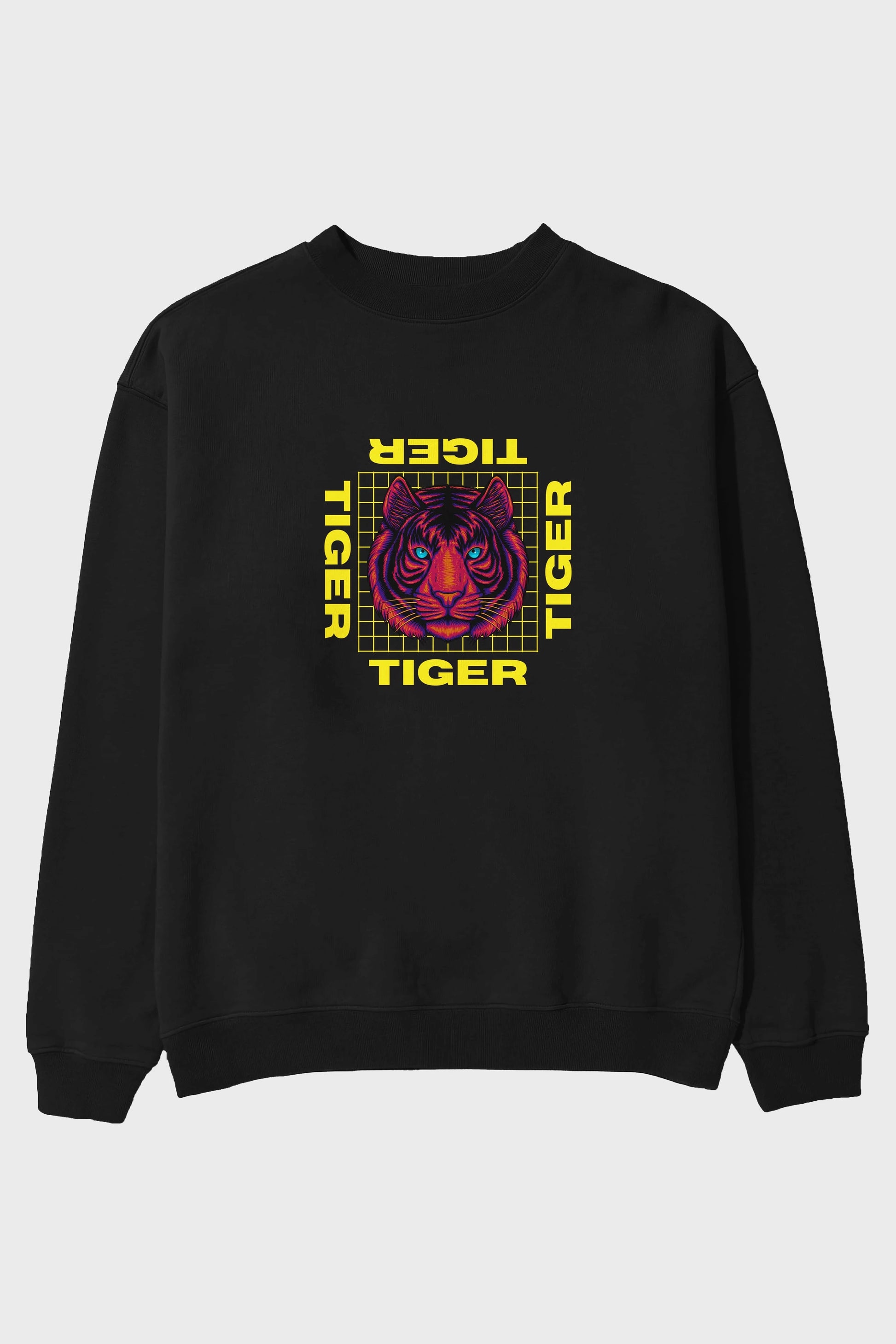 Tiger Yazılı Streetwear Ön Baskılı Oversize Sweatshirt Erkek Kadın Unisex
