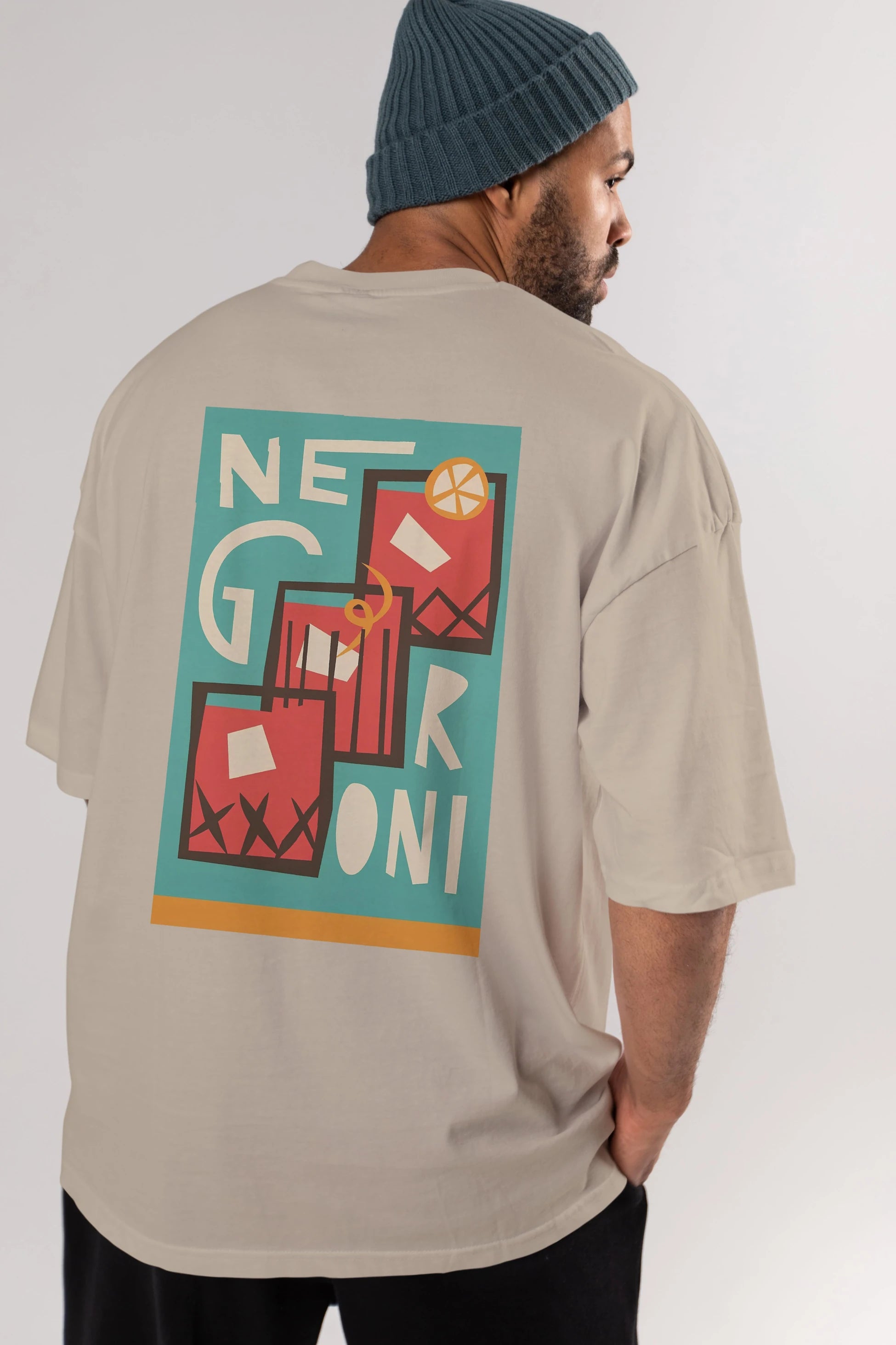 Negroni 3 Arka Baskılı Oversize t-shirt Erkek Kadın Unisex %100 Pamuk Bisiklet Yaka tişort