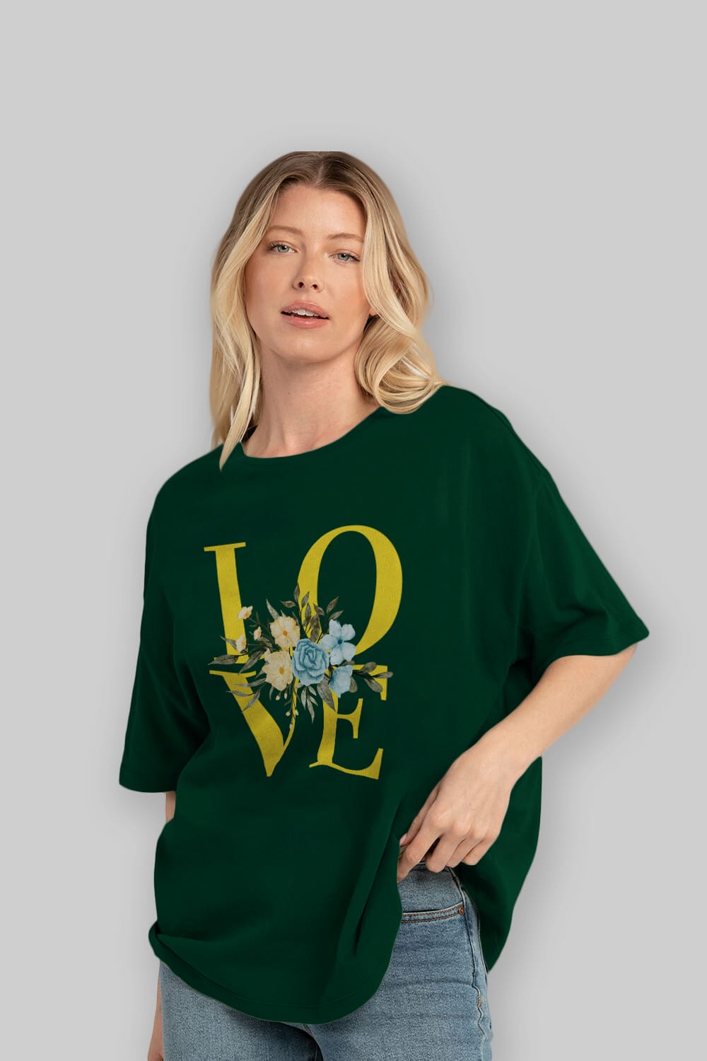 Love Flower Ön Baskılı Oversize t-shirt Erkek Kadın Unisex