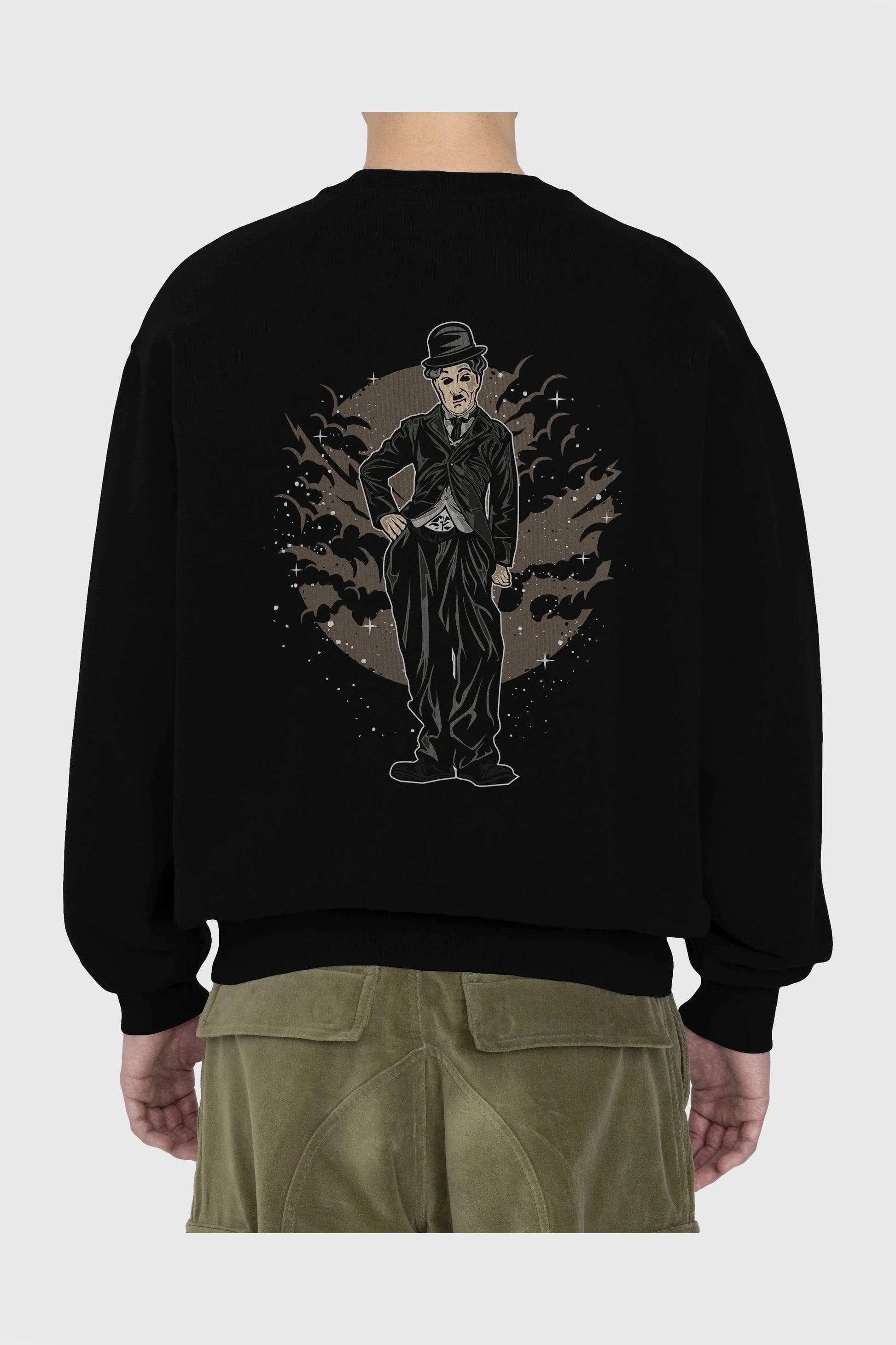 CHAPLIN Arka Baskılı Oversize Sweatshirt Erkek Kadın Unisex