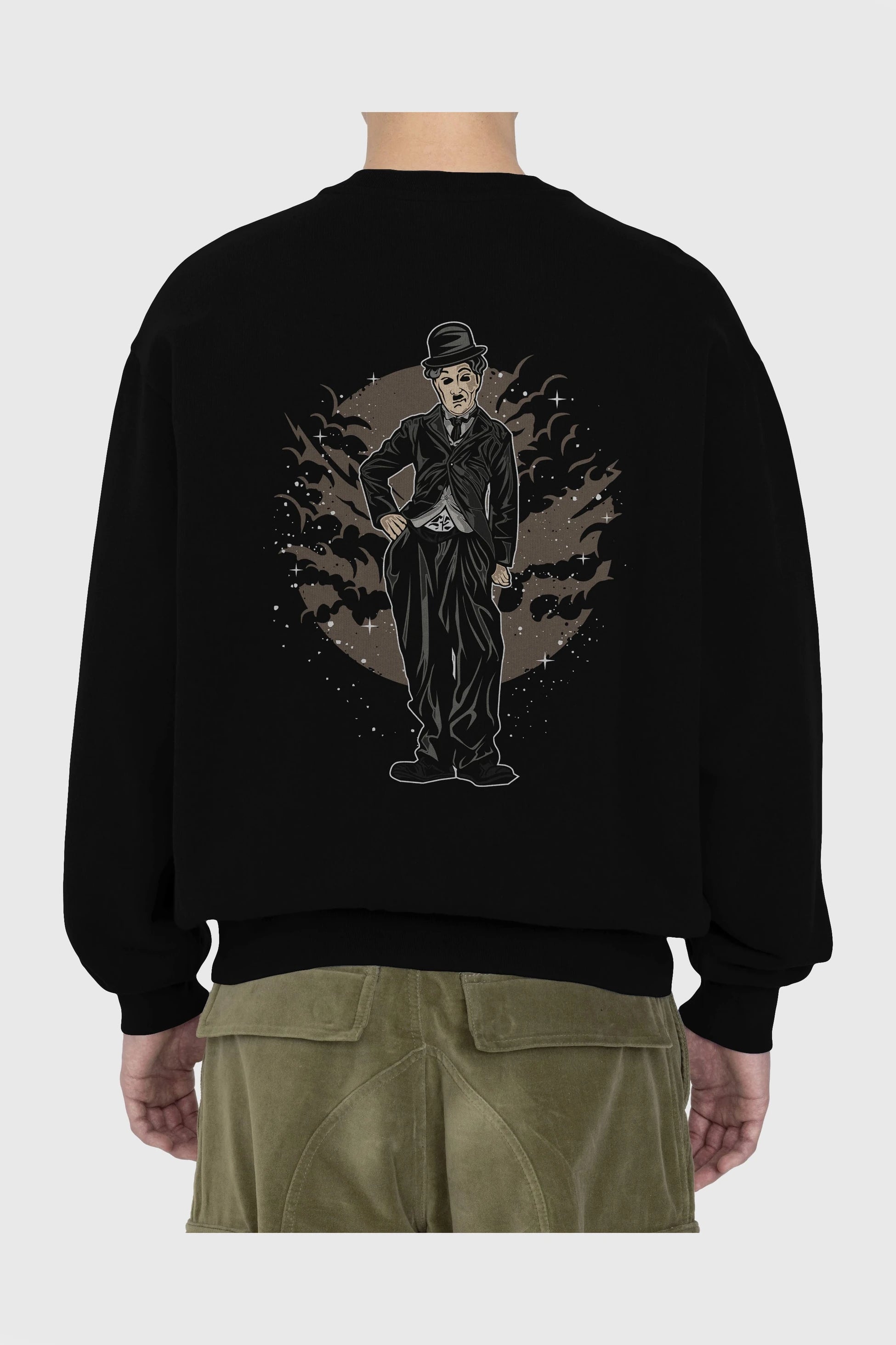 CHAPLIN Arka Baskılı Oversize Sweatshirt Erkek Kadın Unisex