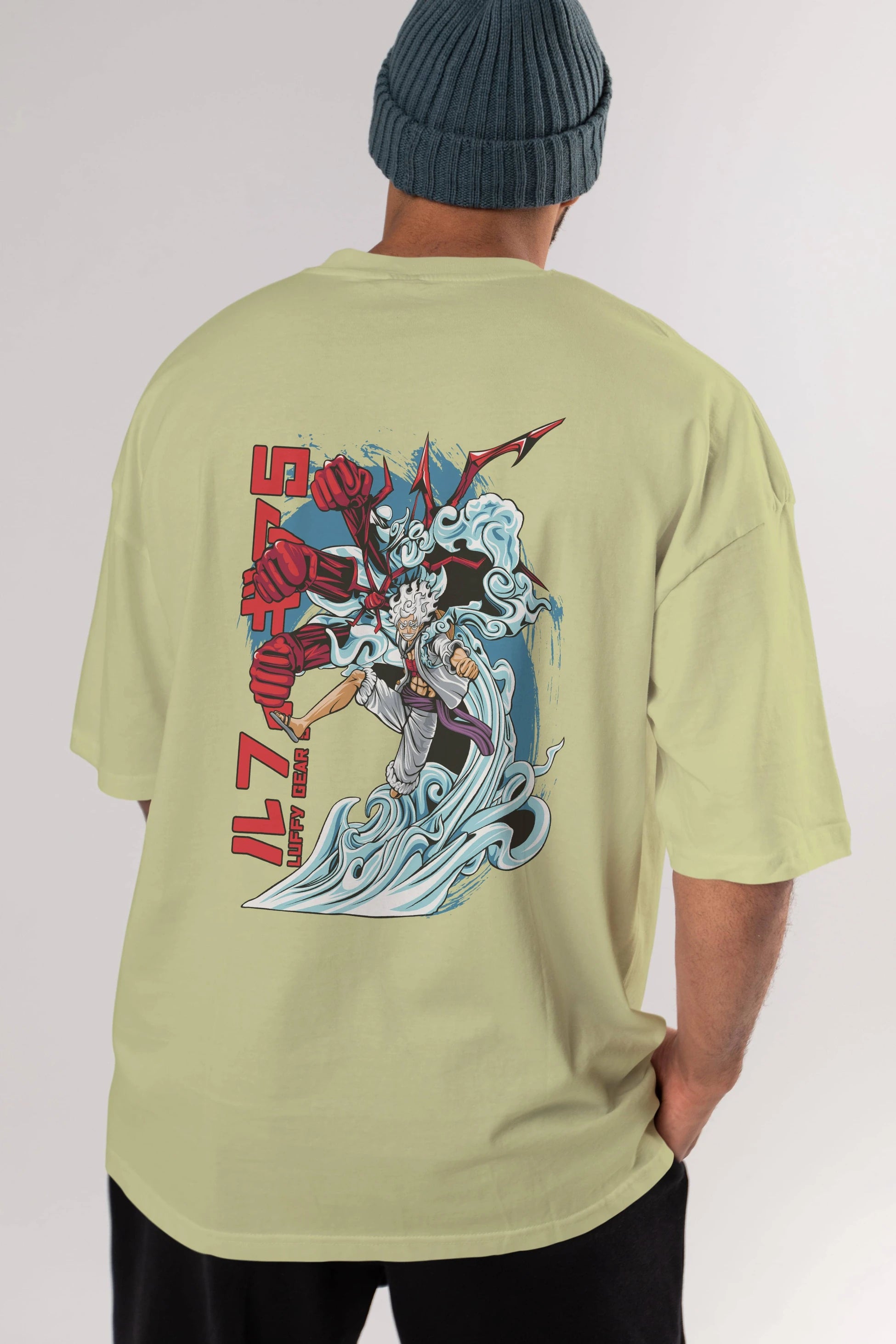 MONKEY D. LUFFY GEAR5 2 Anime Arka Baskılı Oversize t-shirt Erkek Kadın Unisex