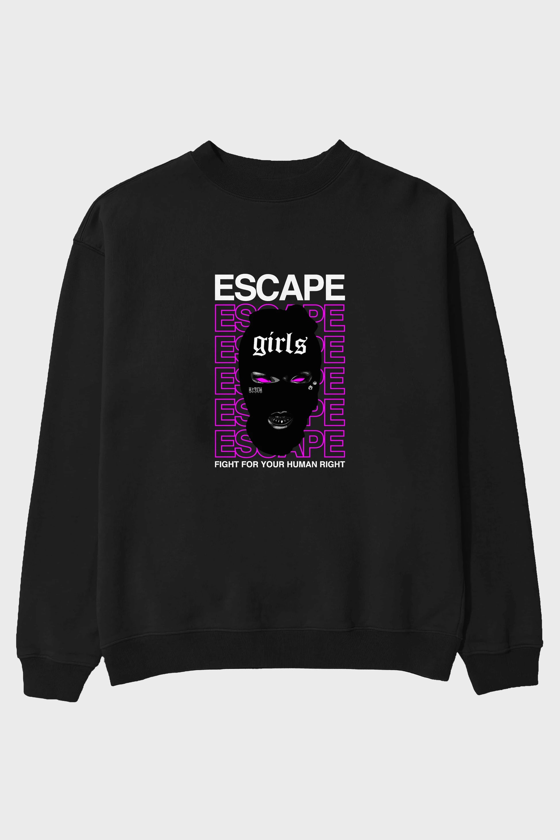 Escape Girl Ön Baskılı Oversize Sweatshirt Erkek Kadın Unisex