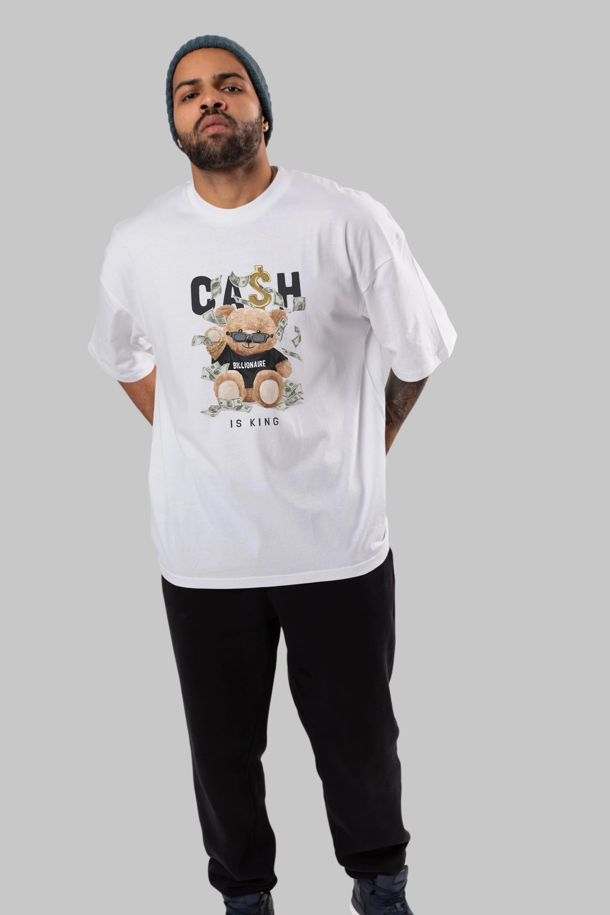 Teddy Bear Billionaire Ön Baskılı Oversize t-shirt Erkek Kadın Unisex %100 Pamuk