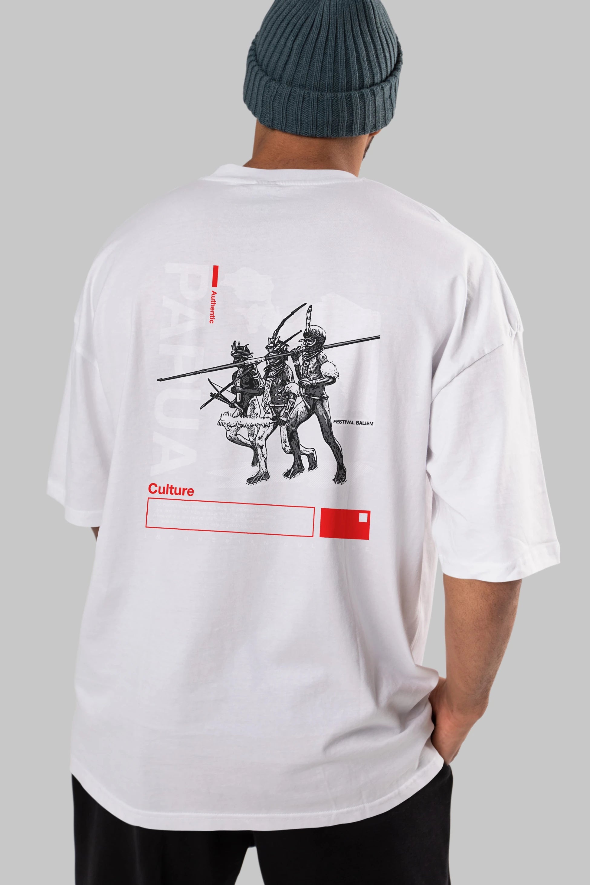 Papua Culture Arka Baskılı Oversize t-shirt Erkek Kadın Unisex