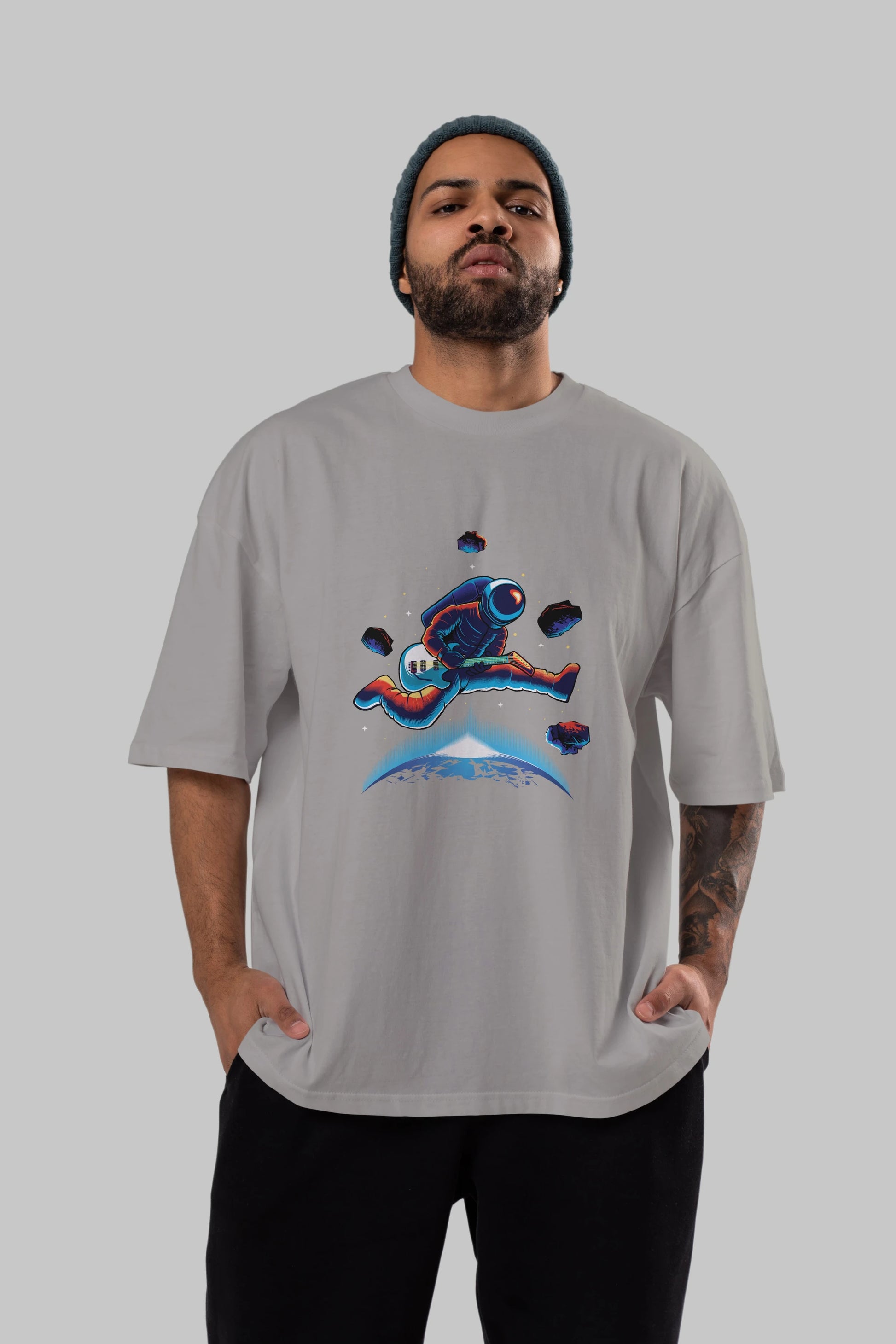 Astroguitar Ön Baskılı Oversize t-shirt Erkek Kadın Unisex