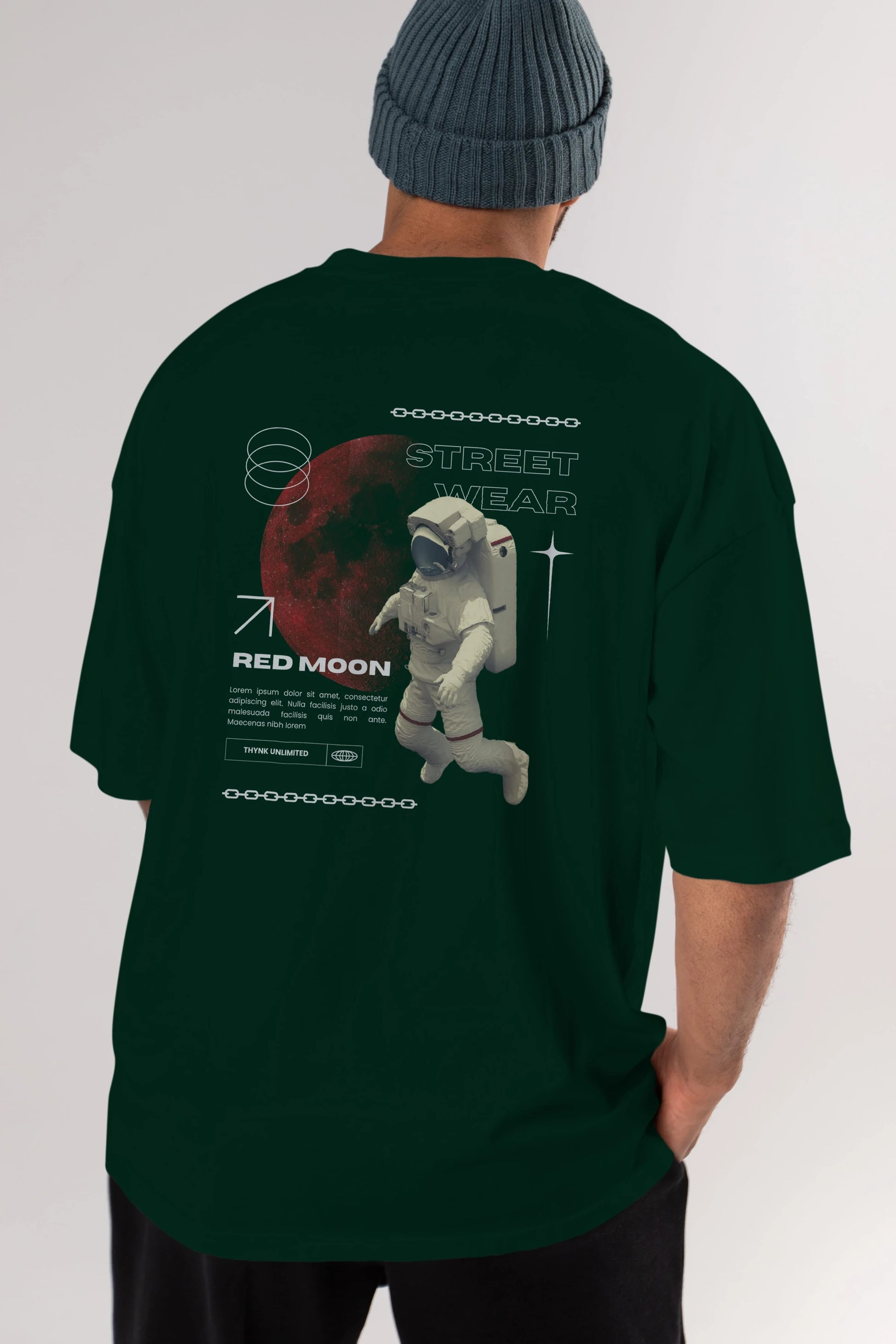 Red Moon Streetwear Arka Baskılı Oversize t-shirt Erkek Kadın Unisex
