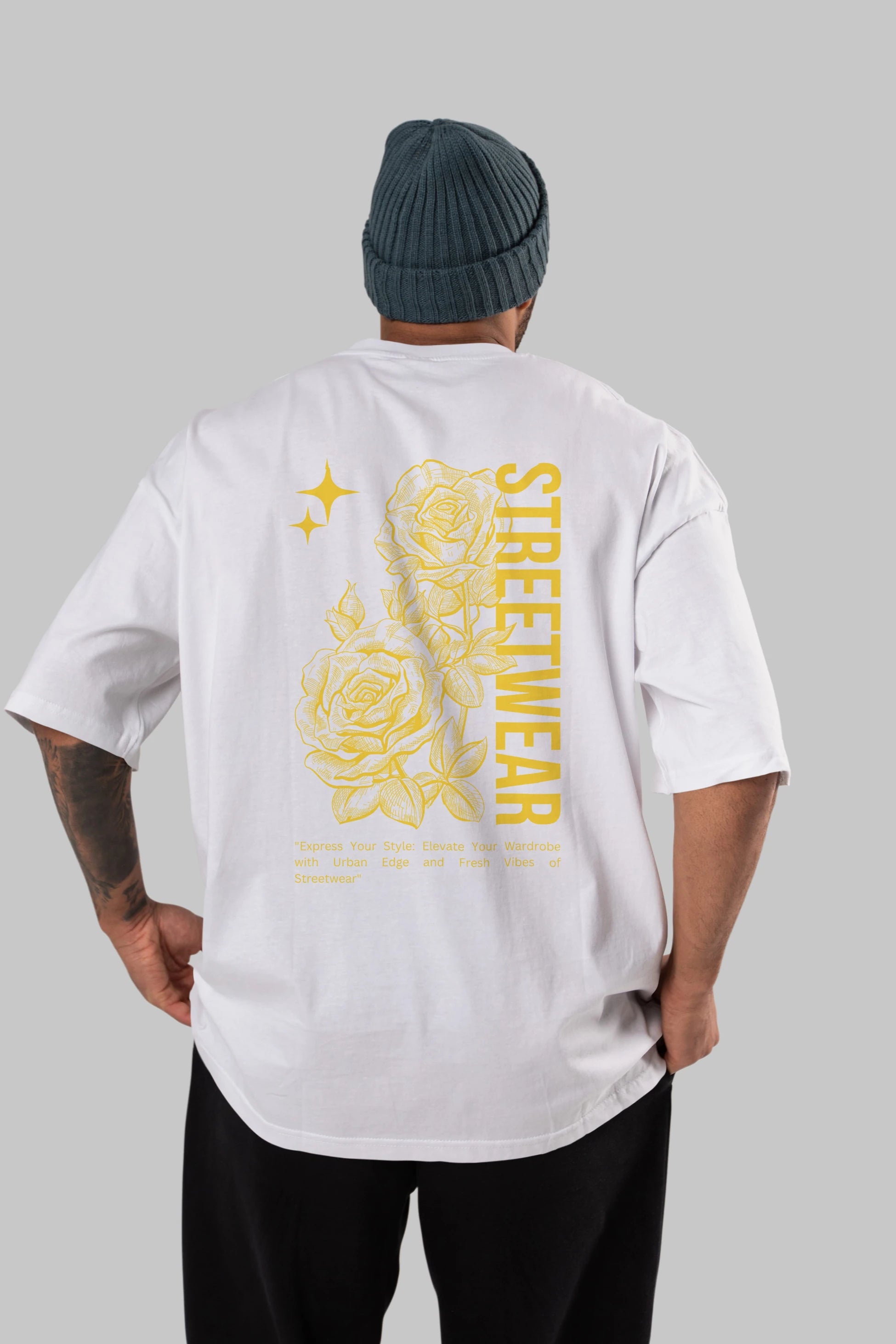 Minimalist Streetwear Arka Baskılı Oversize t-shirt Erkek Kadın Unisex