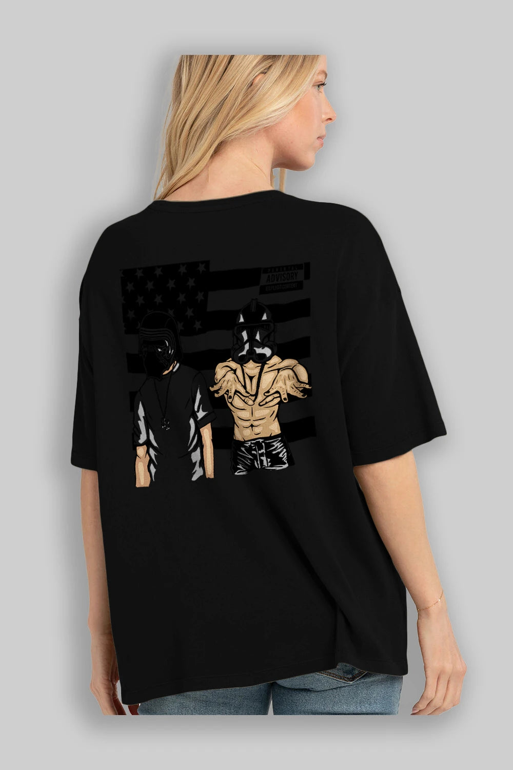 Darkonia Arka Baskılı Oversize t-shirt Erkek Kadın Unisex %100 Pamuk