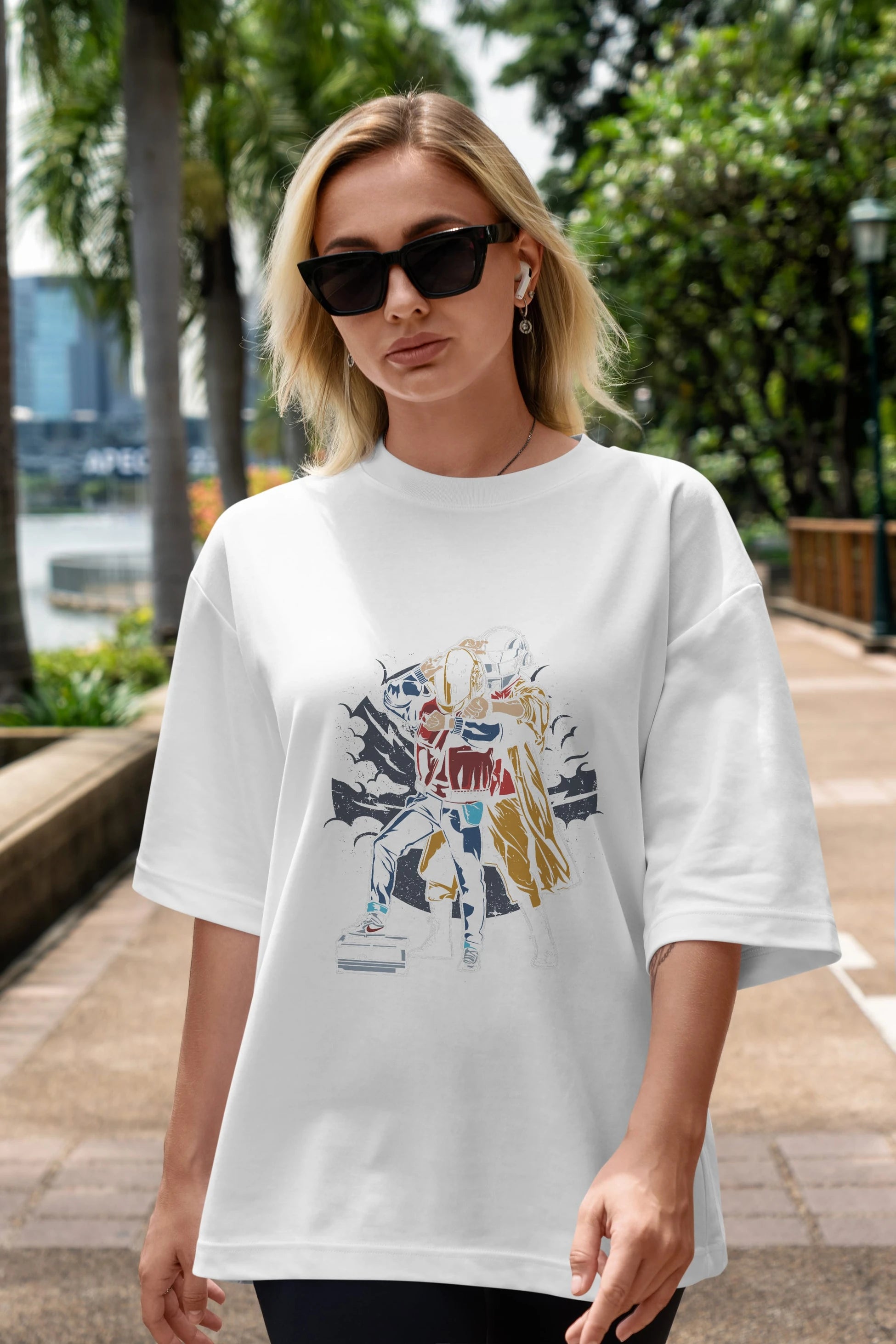 Back To The Beat Ön Baskılı Oversize t-shirt Erkek Kadın Unisex %100 Pamuk tişort
