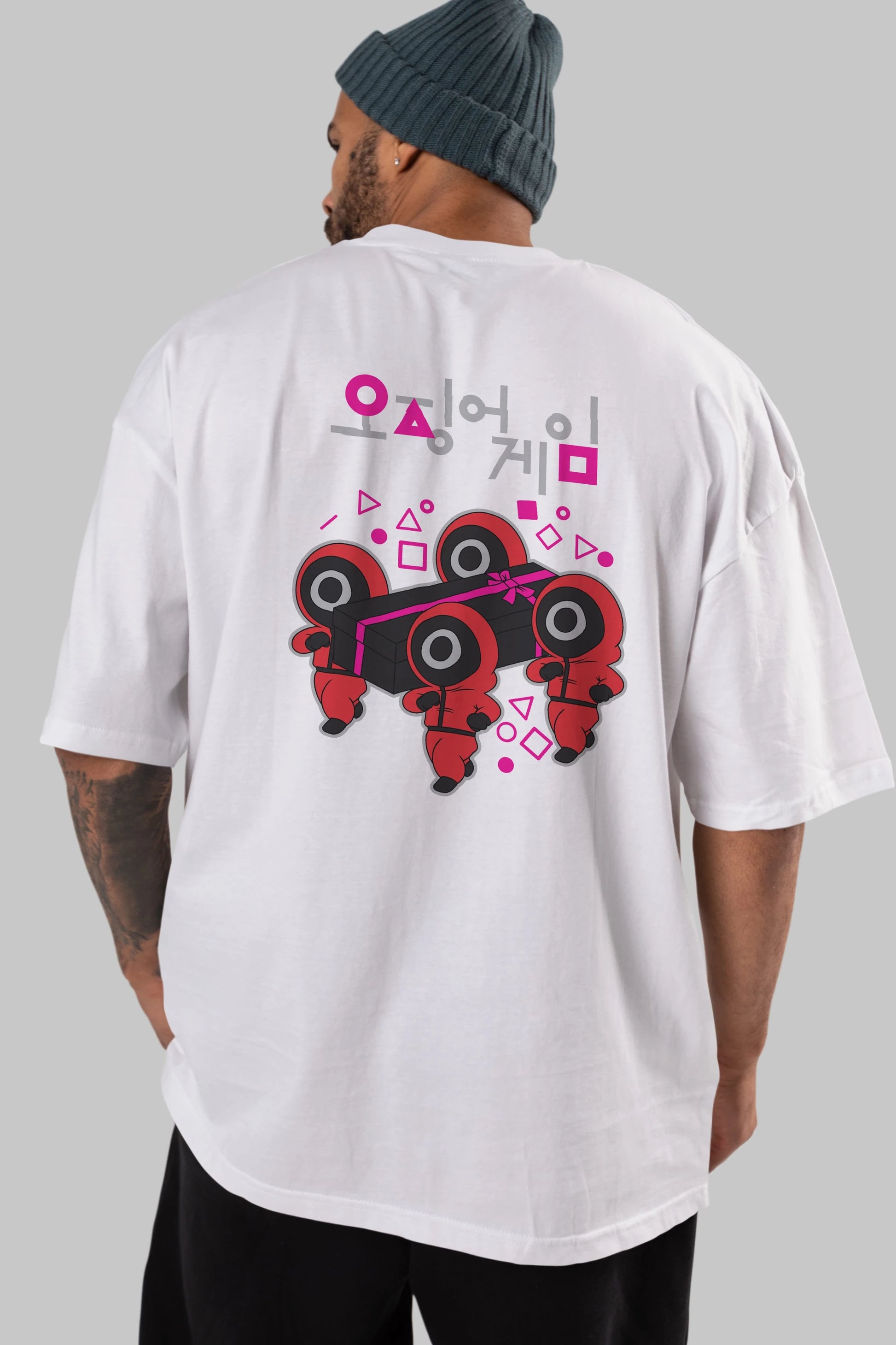 Squid Game (6) Arka Baskılı Oversize t-shirt Erkek Kadın Unisex %100 Pamuk Bisiklet Yaka tişort