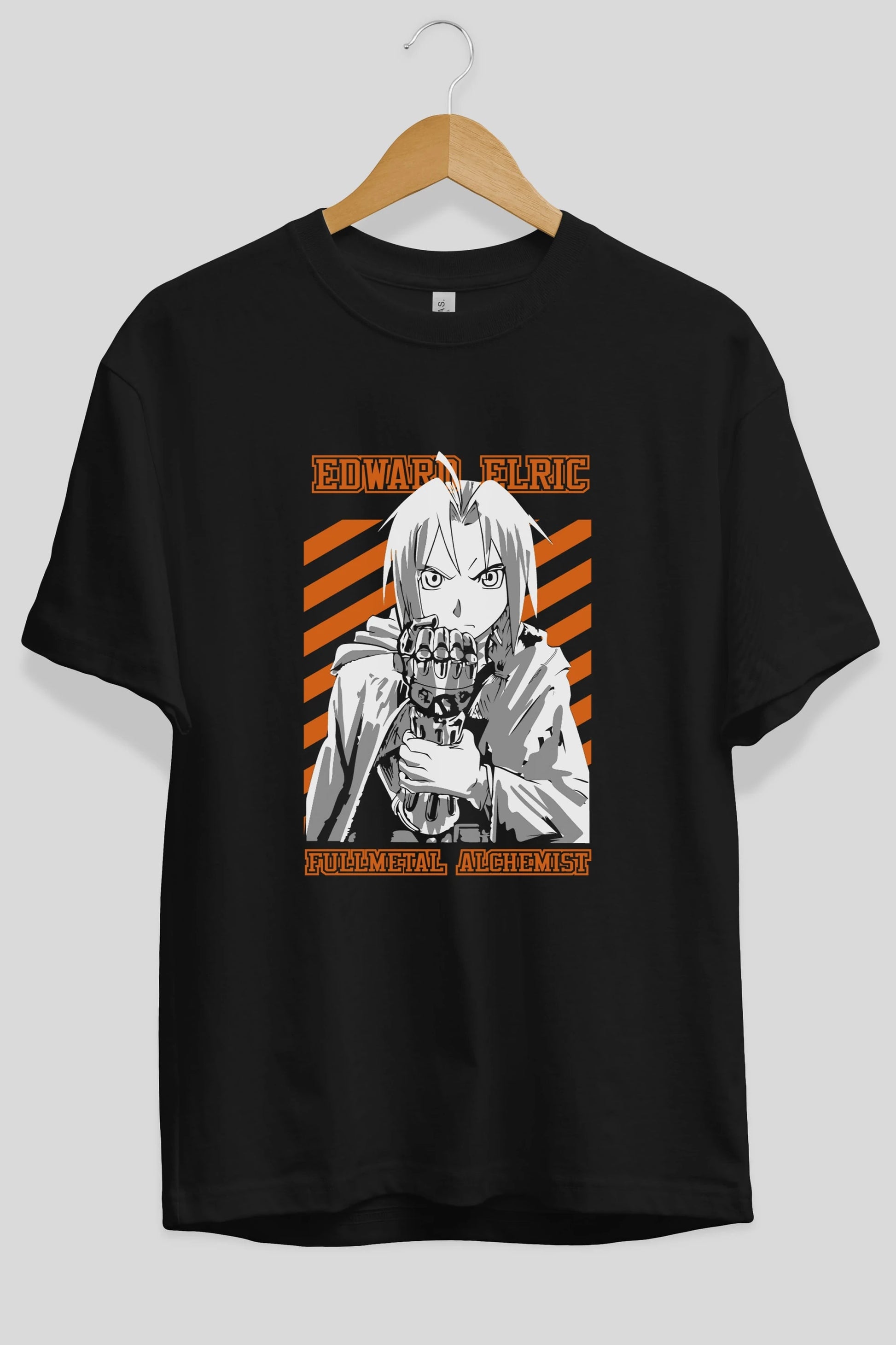 EDWARD ELRIC Anime Ön Baskılı Oversize t-shirt %100 pamuk Erkek Kadın Unisex