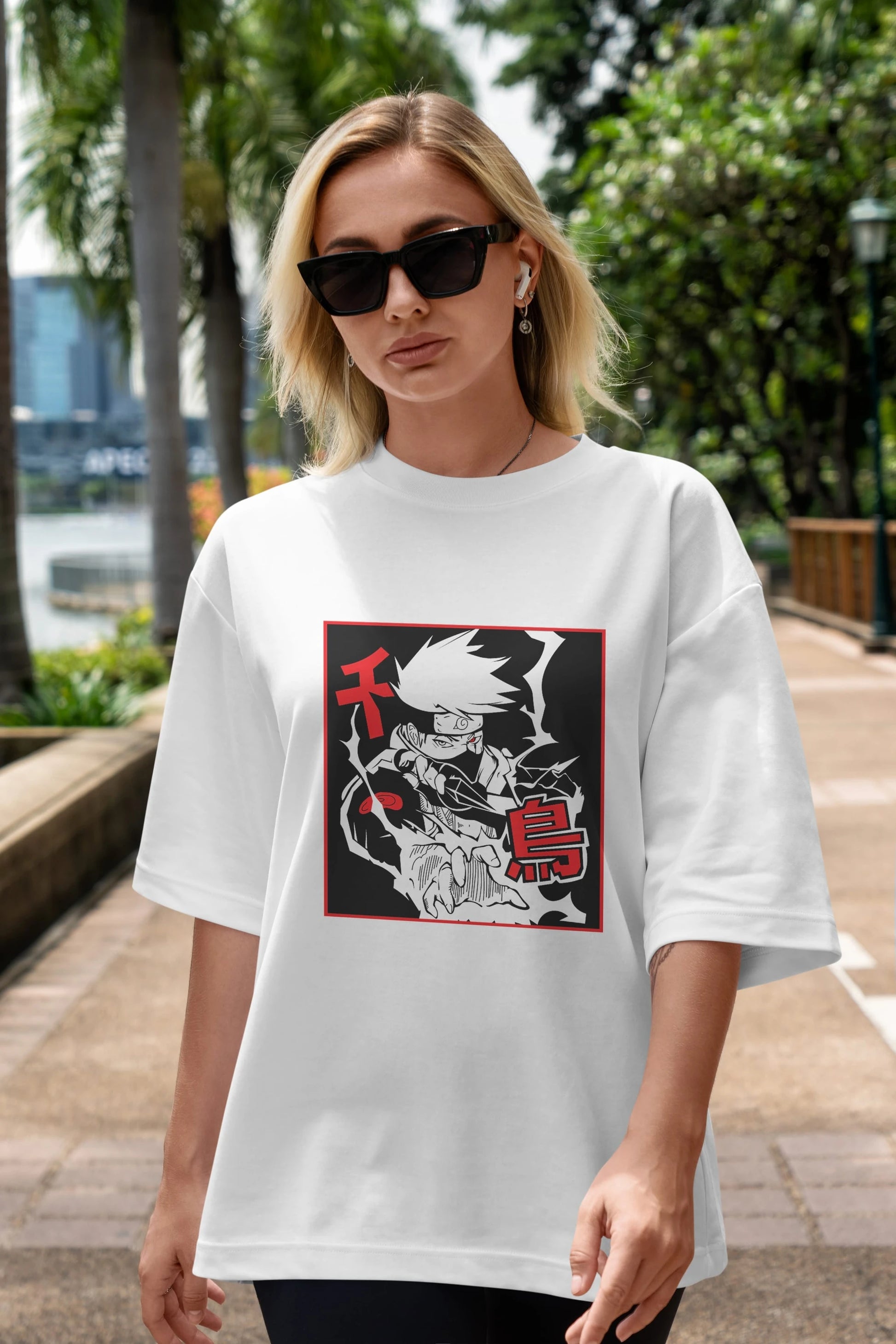 KAKASHI HATAKE NARUTO Anime Ön Baskılı Oversize t-shirt %100 pamuk Erkek Kadın Unisex